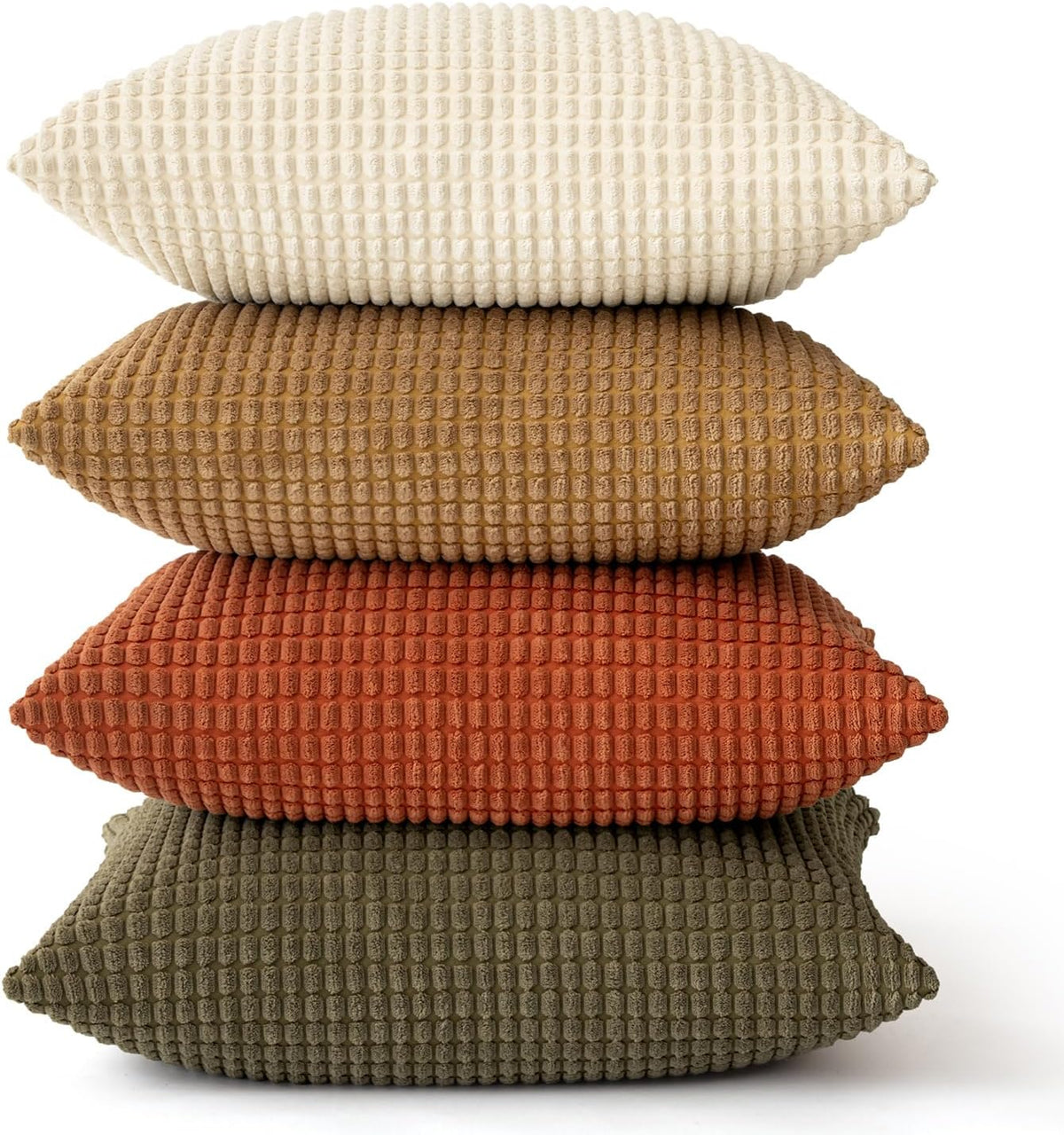 MIULEE Farmhouse Decorative Pillow Covers 18x18 Inch Set of 4 Brown Green
