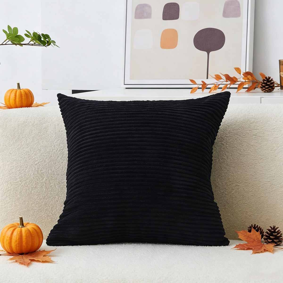 Home Brilliant Mustard Yellow Throw Pillow Cover 18x18 Decorative Plush Corduroy Striped Fall Decor Throw Pillow Cushion Cover for Couch Bed Decor, 18 x 18 (45x45), Sunflower Yellow