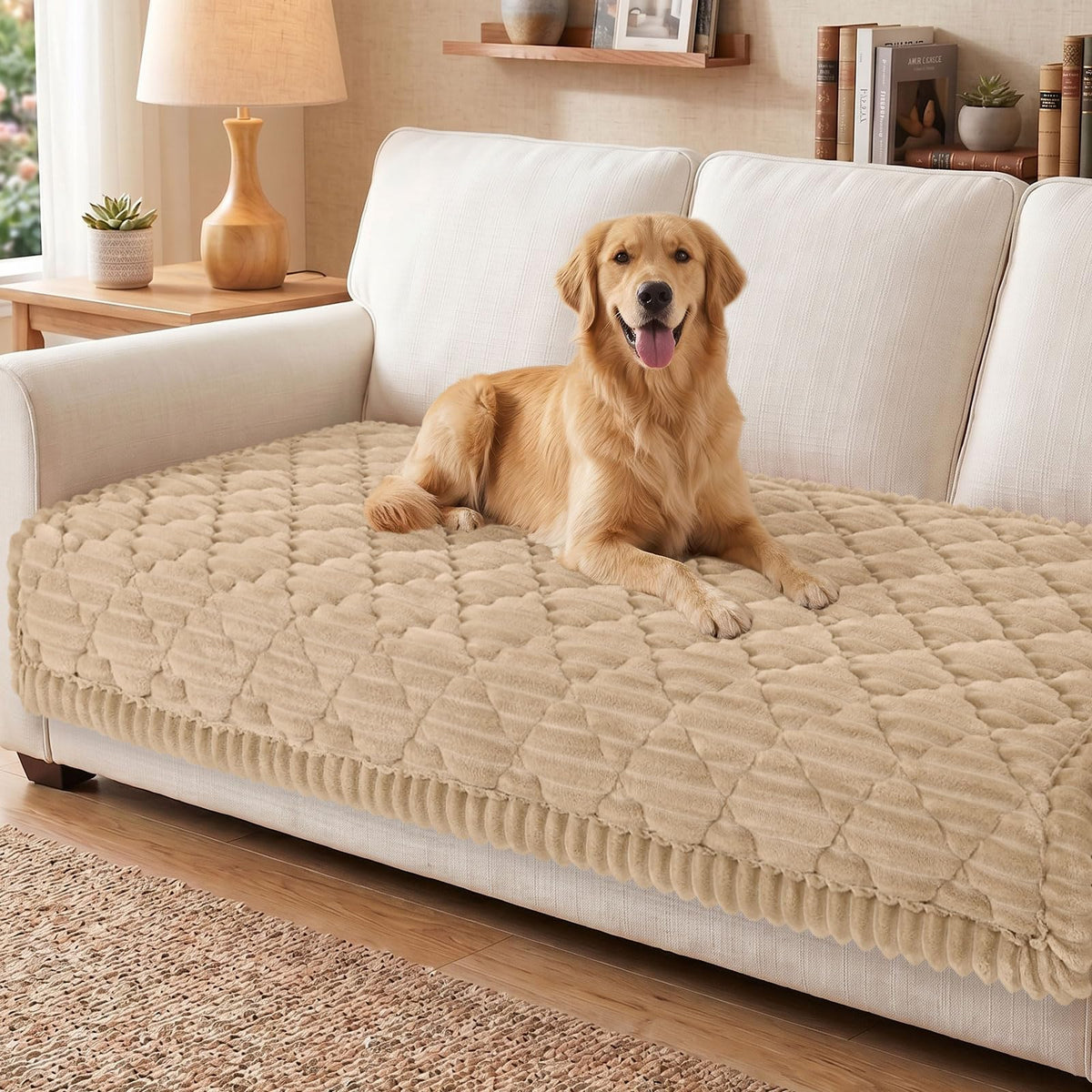 Smiry Couch Cover for Dogs Washable, Non Slip Fuzzy Pet Sofa Protector