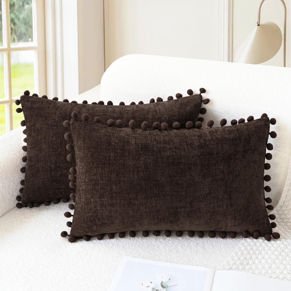 CaliTime Decorative Couch Throw Pillow Covers 20 X 12 Inches Apricot Brown