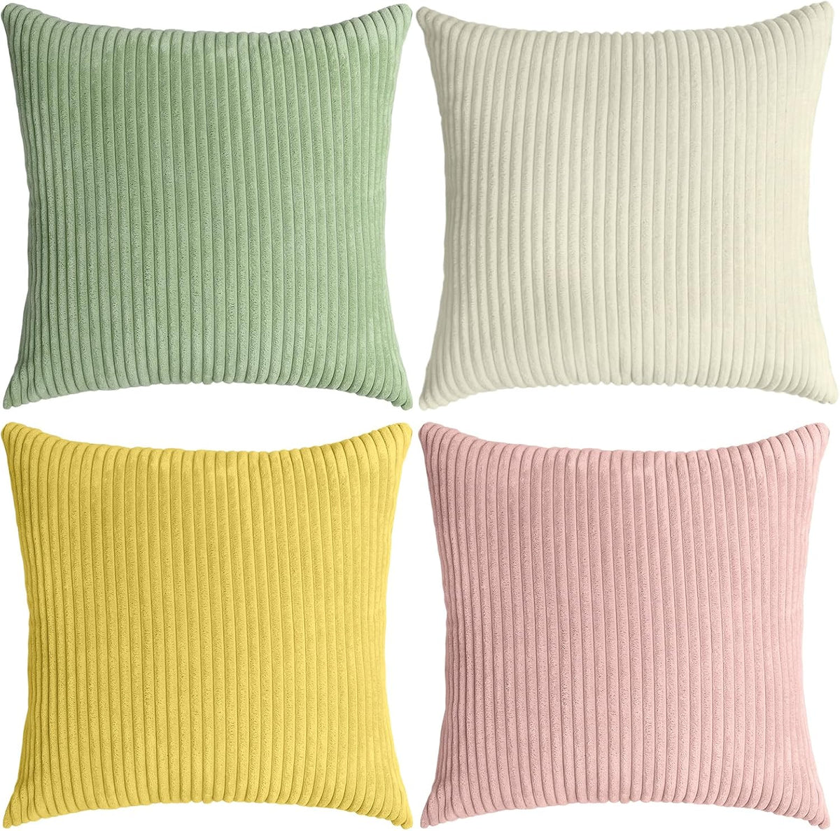 Thmyo Corduroy Decorative Throw Pillow Covers Boho Farmhouse 18x18 inch