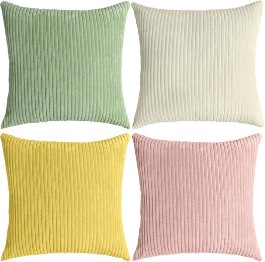 Thmyo Corduroy Decorative Throw Pillow Covers Boho Farmhouse 18x18 inch