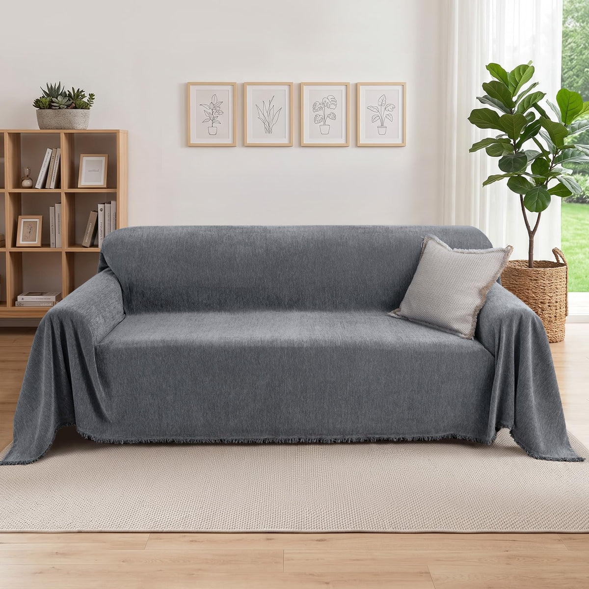 2 Pieces Sectional Couch Covers L Shaped Cover XL Dark Gray
