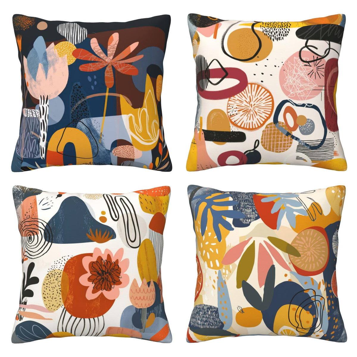 Abstract Art Throw Pillow Covers 18 X 18 Inch Set of 4 Decorative Cushion Cover Home Decor for Sofa Chair Couch Bedroom Living Room