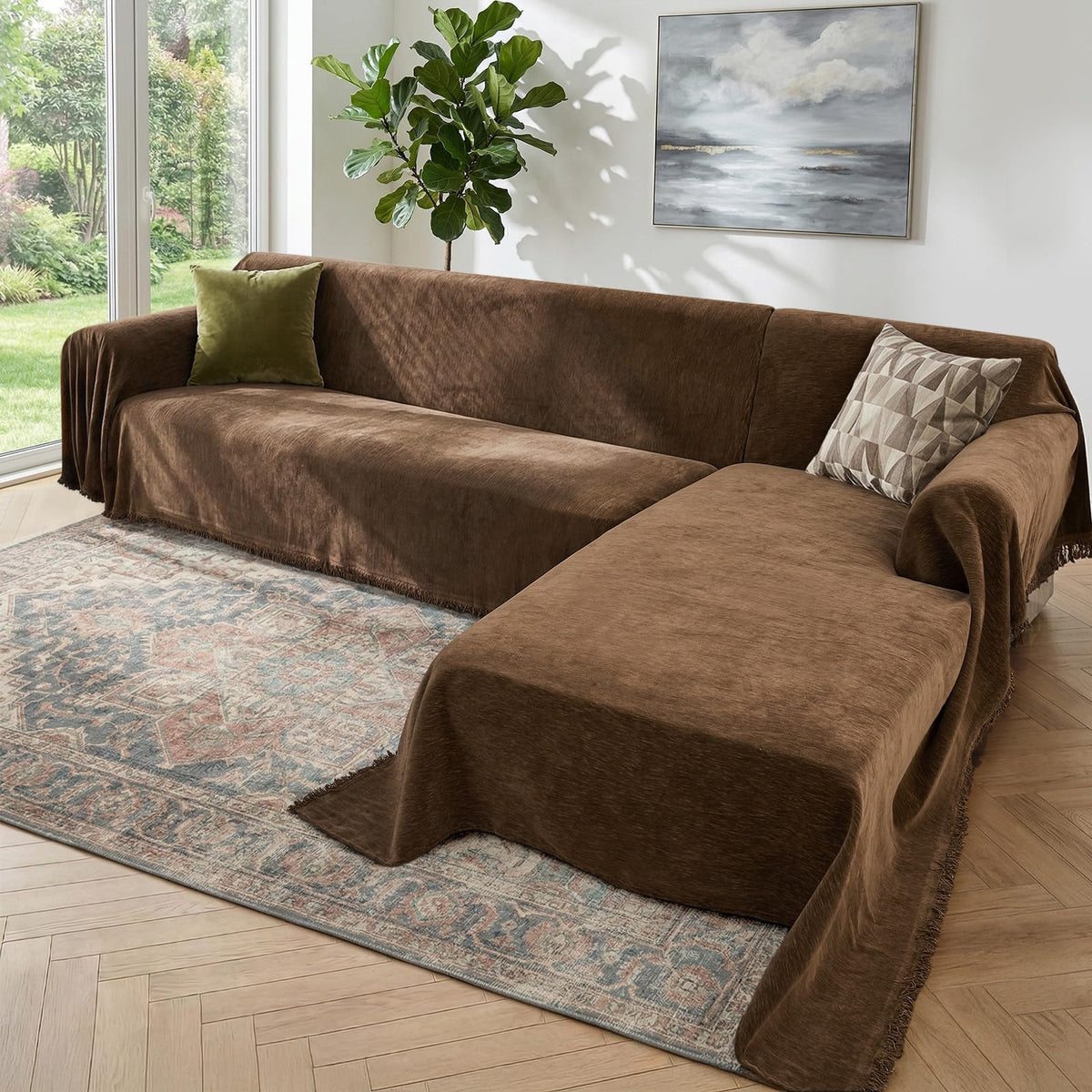 2 Pieces Sectional Couch Covers L Shaped Cover XL Dark Gray