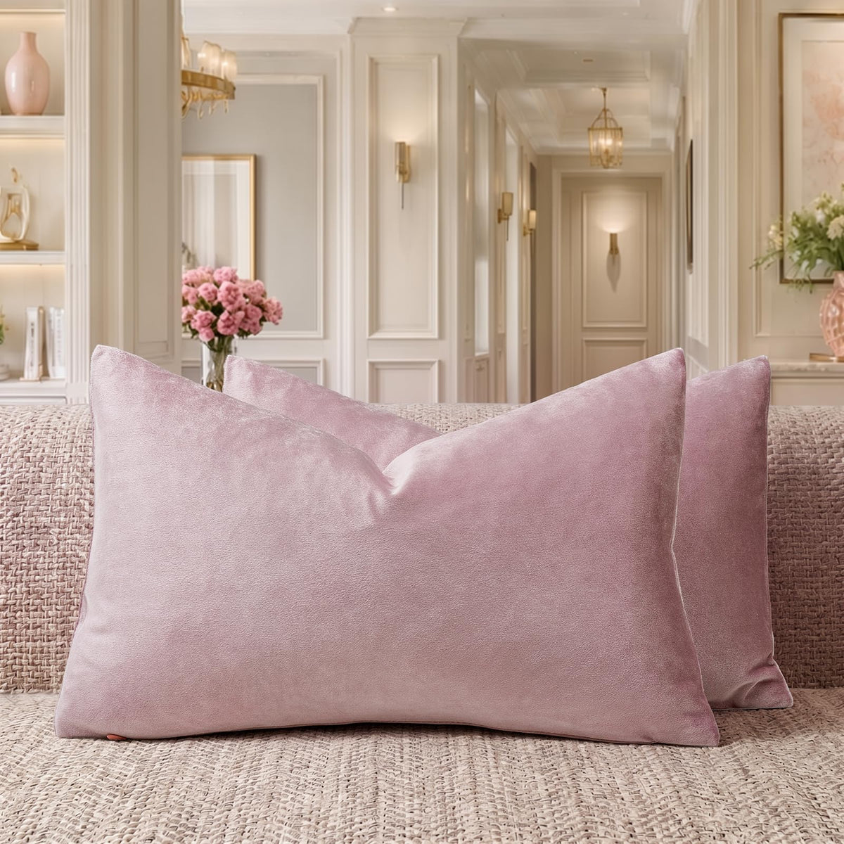 GIGIZAZA Gold Velvet Pillow Covers 18x18 Decorative Pillows Pack of 2