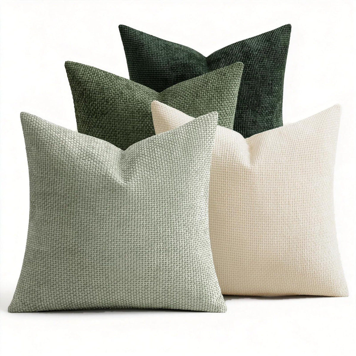 ZONYO Throw Pillow Covers 18x18 Set of 4, Soft Plush Chenille Decorative Fade Resistant Washable Cushion Covers for Couch Sofa Bed, Beige Grey Brown Farmhouse Living Room, Bedroom, Indoor Decor