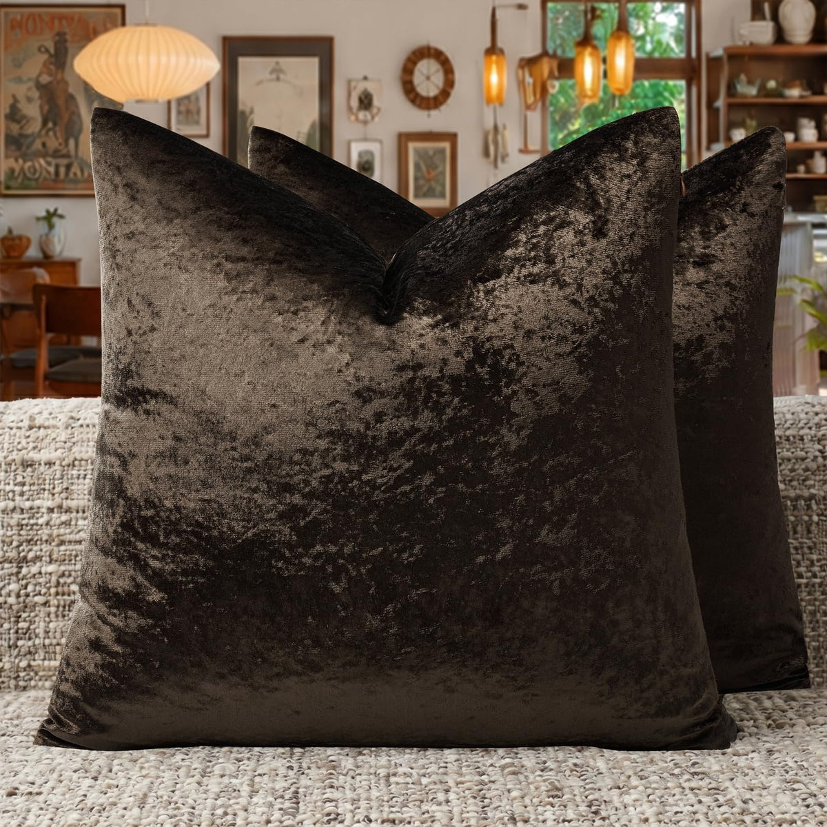 GIGIZAZA Gold Velvet Pillow Covers 18x18 Decorative Pillows Pack of 2