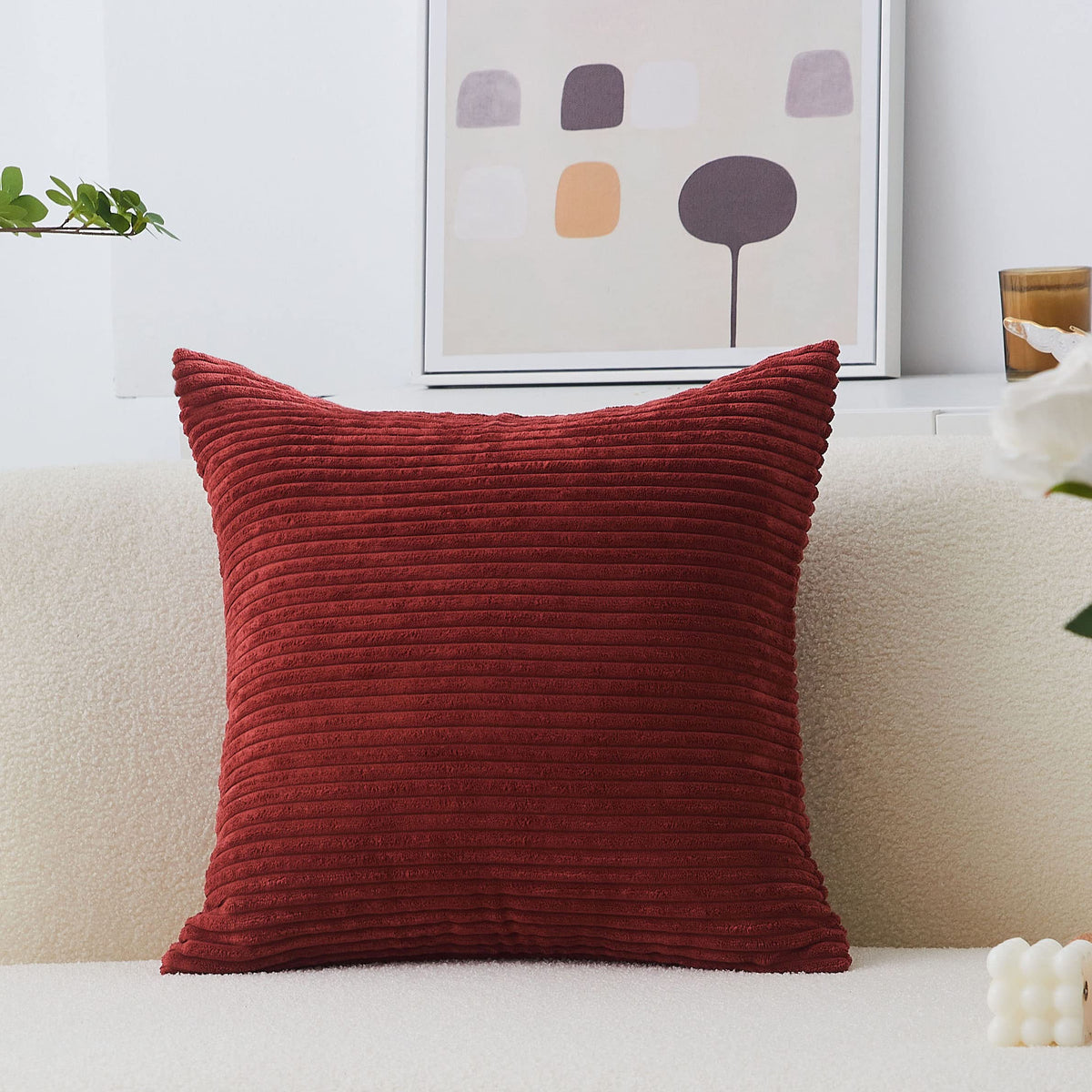 Home Brilliant Mustard Yellow Throw Pillow Cover 18x18 Decorative Plush Corduroy Striped Fall Decor Throw Pillow Cushion Cover for Couch Bed Decor, 18 x 18 (45x45), Sunflower Yellow