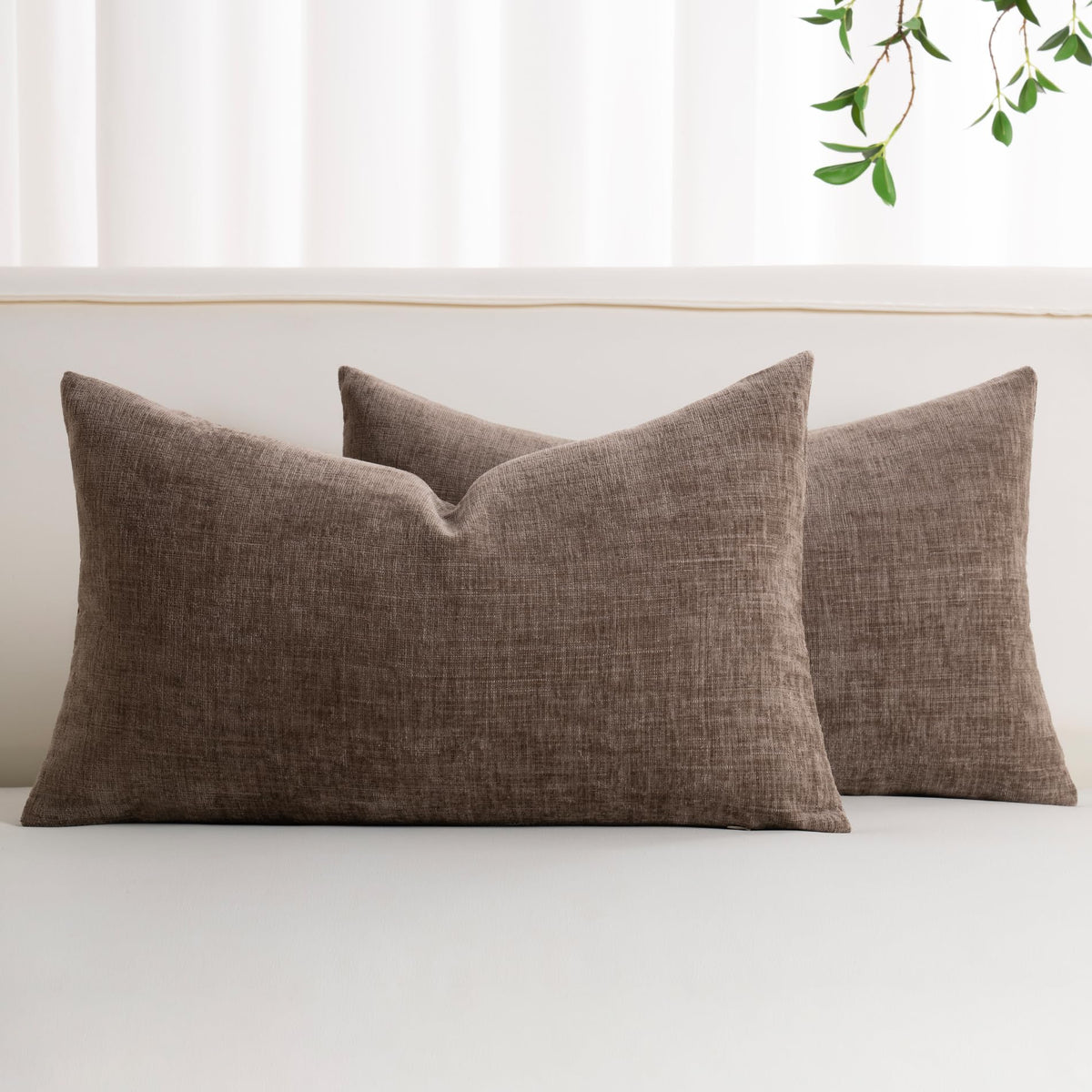 Pack of 2 Chenille Decorative Throw Pillow Covers 18x18 Inch Navy Blue