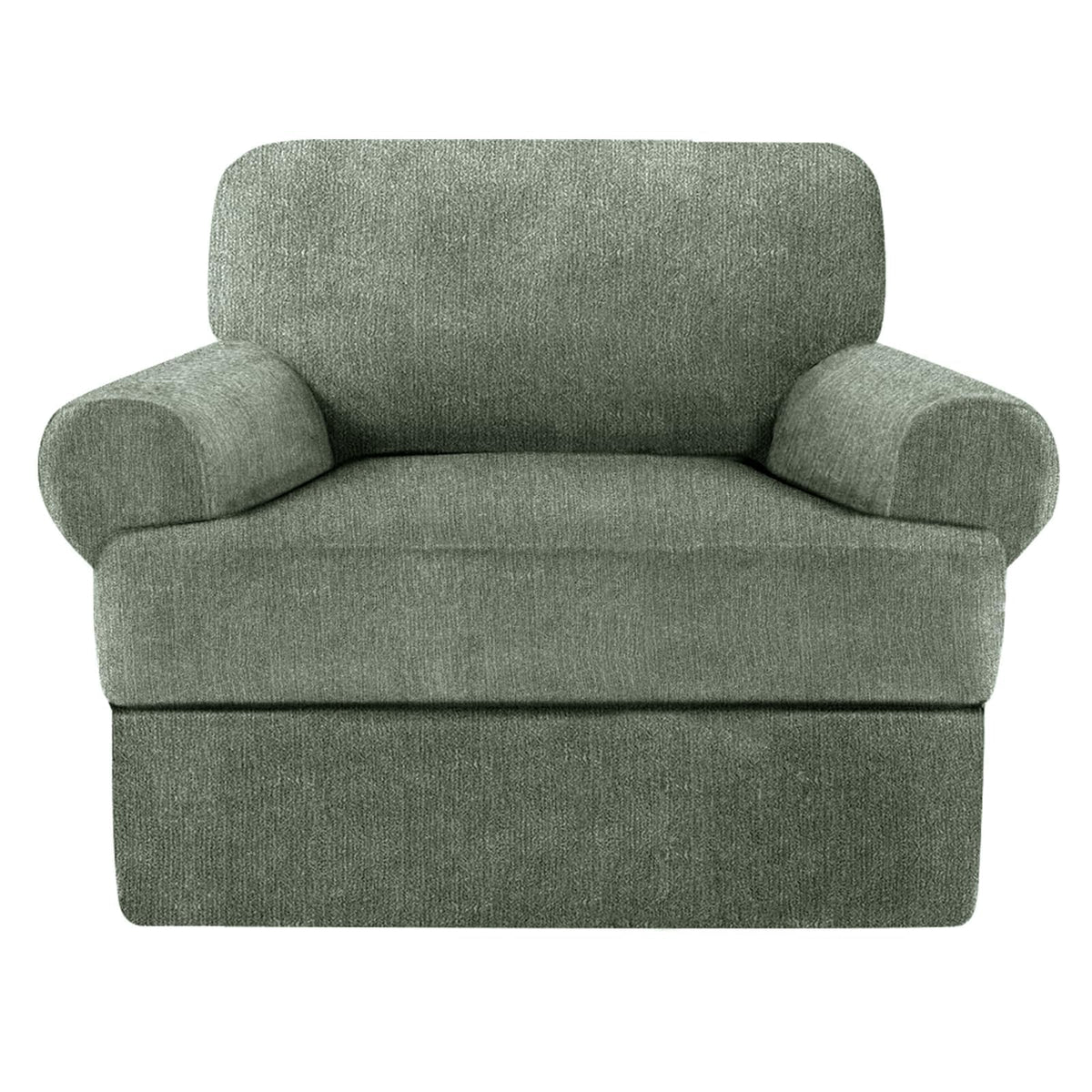 4 Piece T Cushion Sofa Slipcovers Stretch Couch Cover Furniture Covers with 3 Individual T Cushion Covers, Machine Washable for Living Room (Green, 3 Cushions)