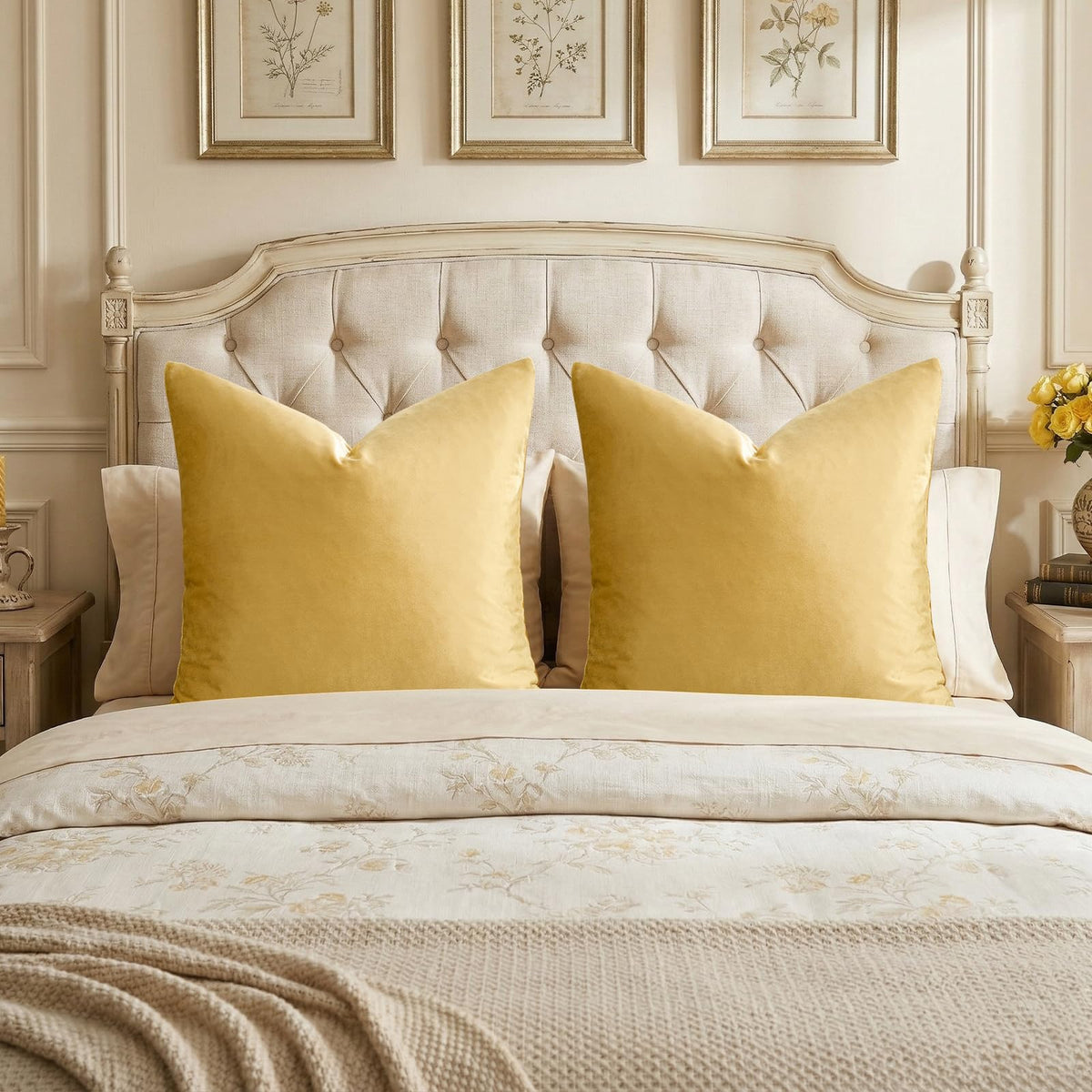 GIGIZAZA Gold Velvet Pillow Covers 18x18 Decorative Pillows Pack of 2