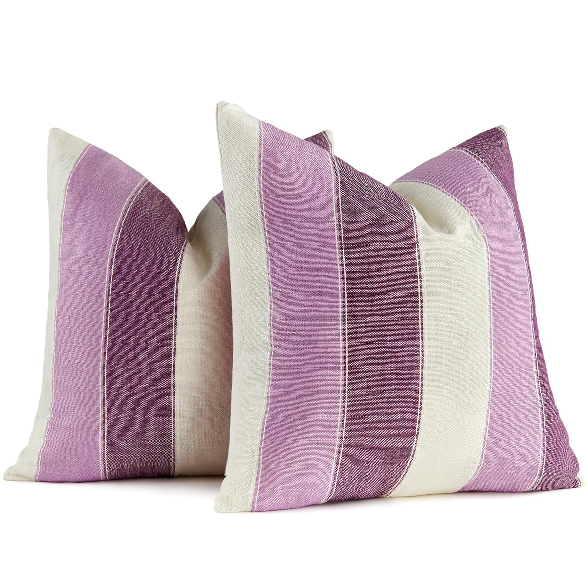 AmHoo Pack of 2 Farmhouse Stripe Check Throw Pillow Covers Set Case Cotton Linen Decorative Pillowcases Cushion Cover for Couch Bench Sofa 18x18Inch Dark Grey Beige