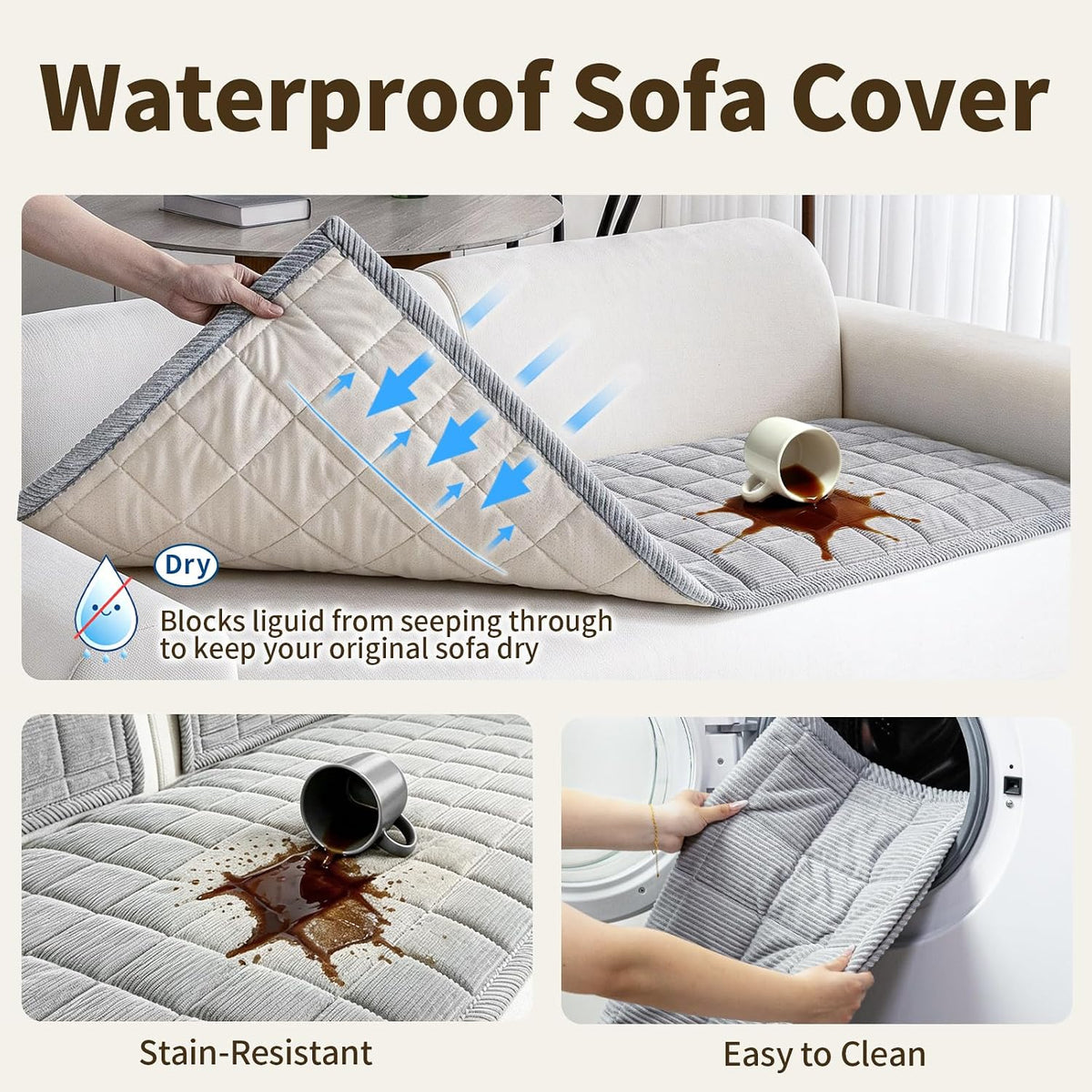 Waterproof Couch Covers for Sofa, Non Slip Dog Couch Cover Washable