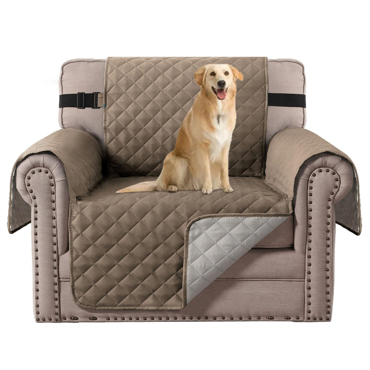 H.VERSAILTEX Reversible Couch Cover for 3 Cushion Cover Pet Friendly Sofa Cover for Dog Washable Furniture Protector Water Resistant Slipcover with Non Slip Elastic Strap(Sofa, Ivory/Beige)