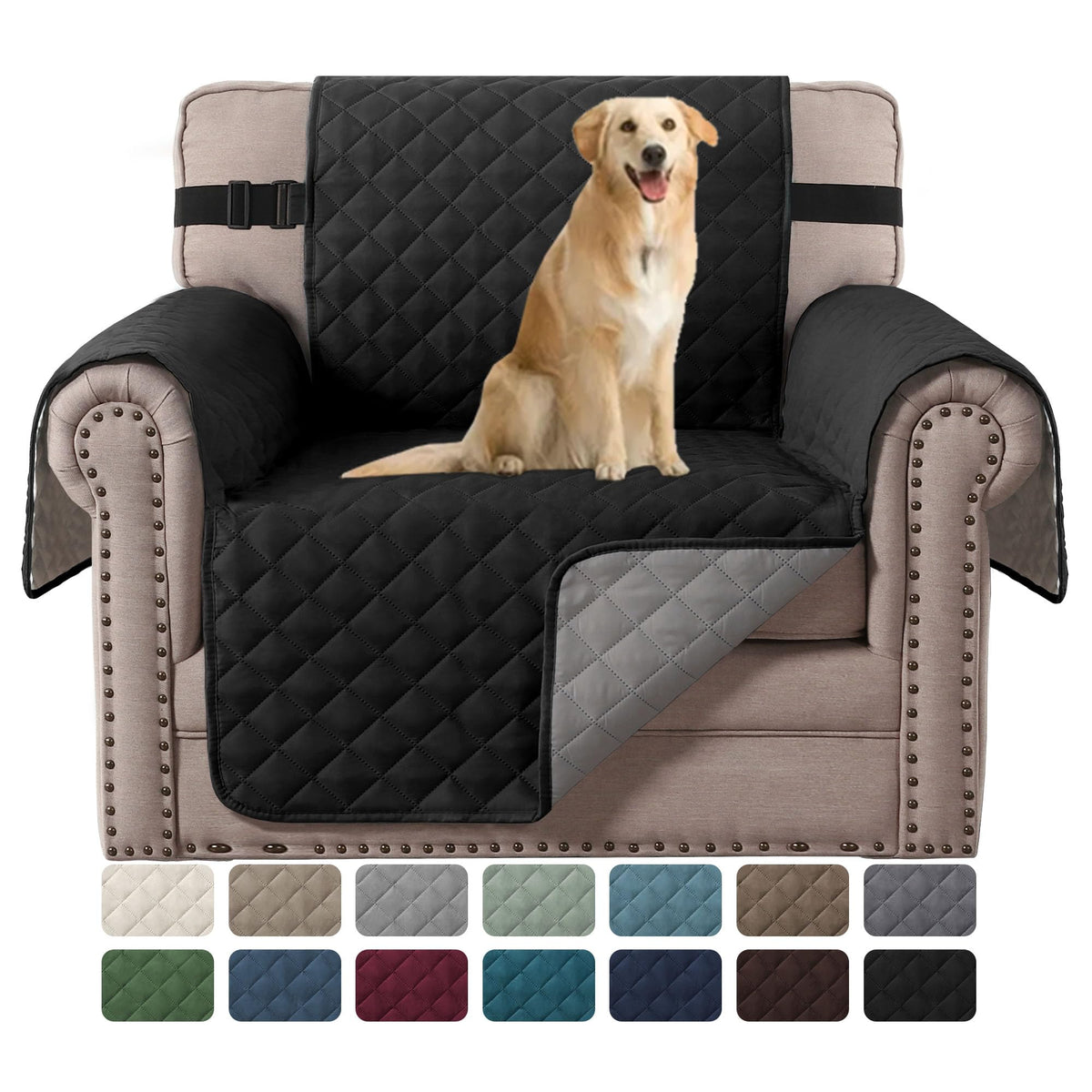 H.VERSAILTEX Reversible Couch Cover for 3 Cushion Cover Pet Friendly Sofa Cover for Dog Washable Furniture Protector Water Resistant Slipcover with Non Slip Elastic Strap(Sofa, Ivory/Beige)