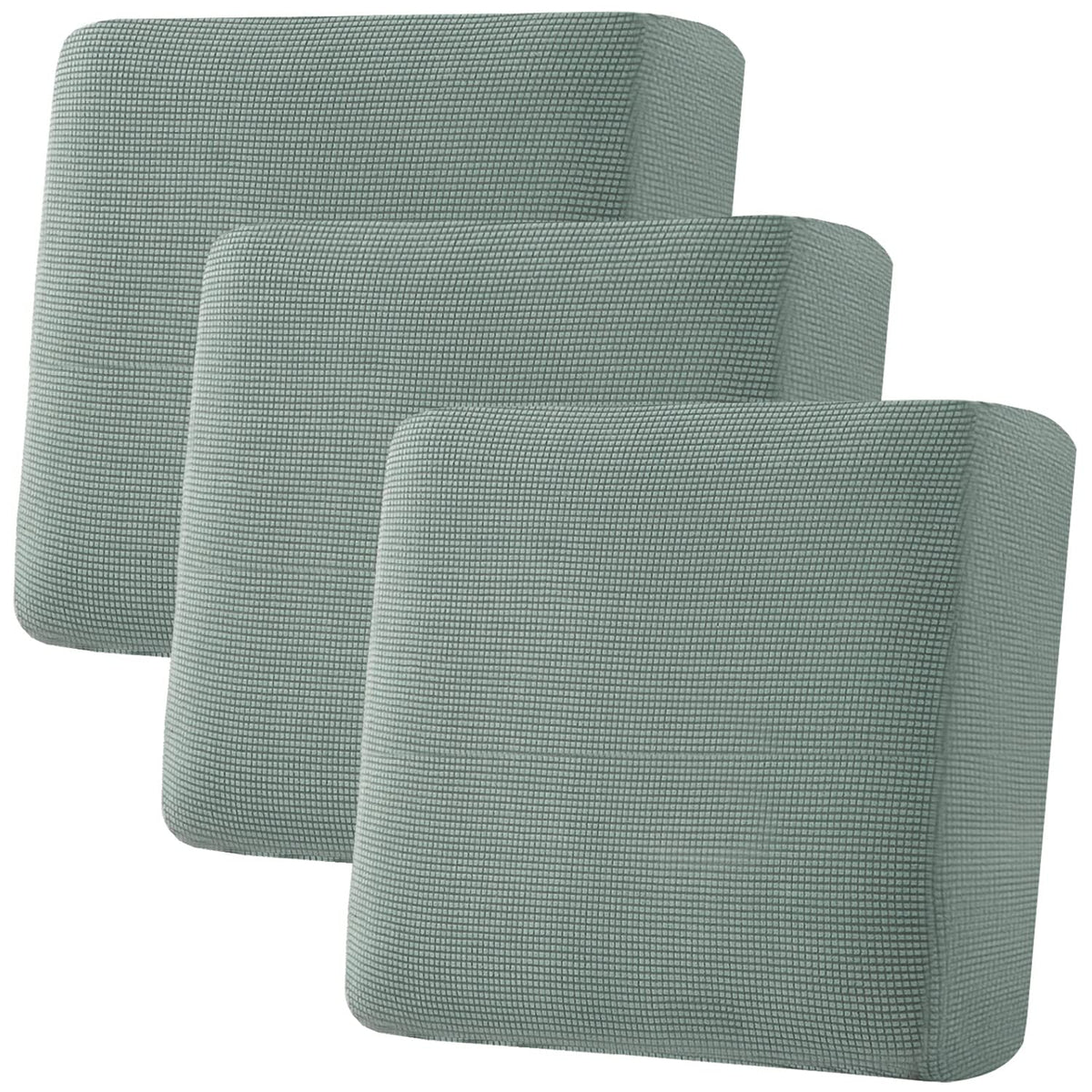 H.VERSAILTEX Super Stretch Individual Seat Cushion/Couch Slipcover Sets Thick Jacquard Textured Twill Fabric (3 Piece Sofa Covers, Sand)