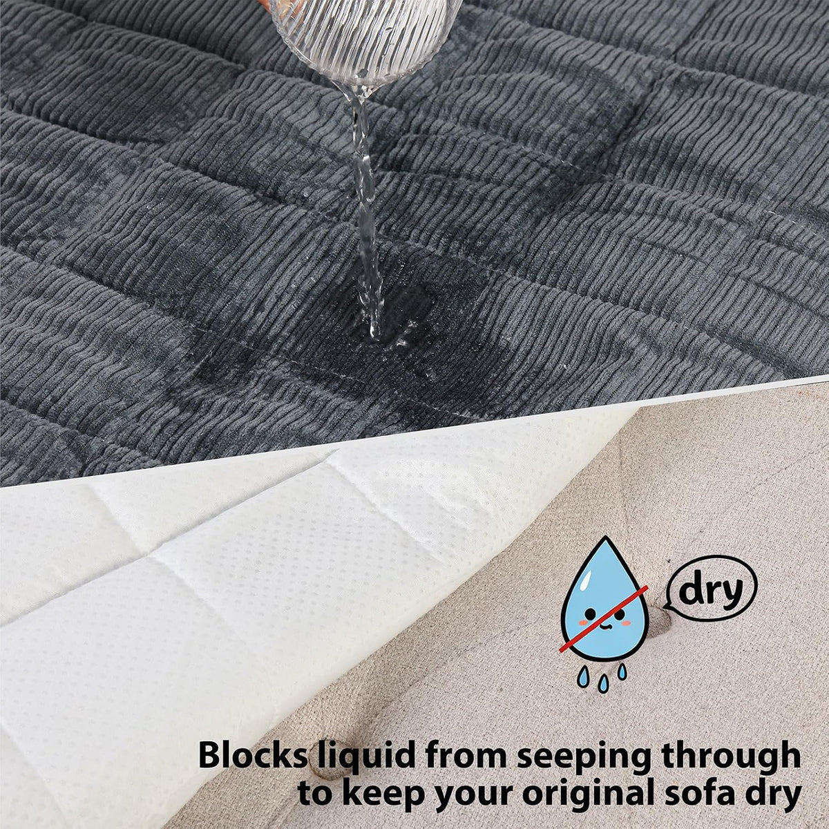 Fixwal Waterproof Corduroy Dog Couch Cover, 27.6" x 59", Dark Grey