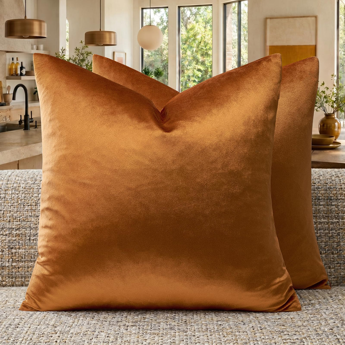 GIGIZAZA Gold Velvet Pillow Covers 18x18 Decorative Pillows Pack of 2