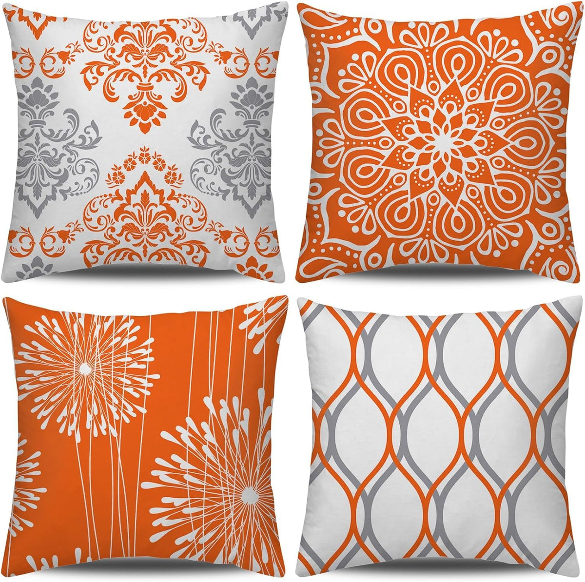 Coliuso Decorative Throw Pillow Covers 18x18 Set of 4, Grey and White Modern Simple Square Pillow Case Cushion Cover for Sofa Couch Farmhouse Outdoor Living Room (Gray and White, 18" x18")