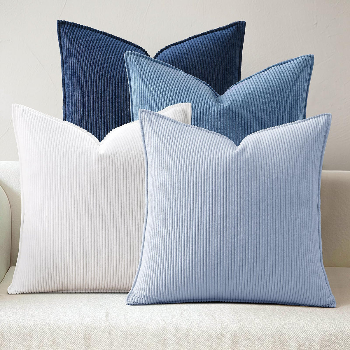 Pack of 4 Throw Pillow Covers Corduroy 18x18 Inch,Maillard Tones