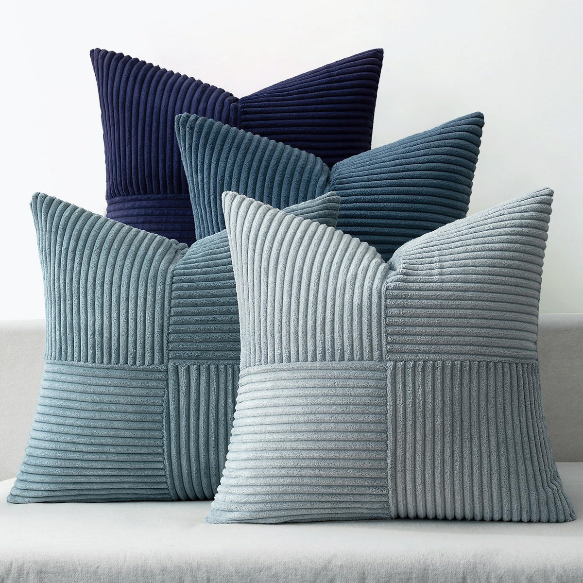 MIULEE Spring Green Decorative Throw Pillow Covers 18x18 Inch Set of 4 Boho Farmhouse Cushion Covers Mordern Nordic Pillow Cases Soft Corduroy Gradient Home Decor for Couch Sofa Living Room Bed