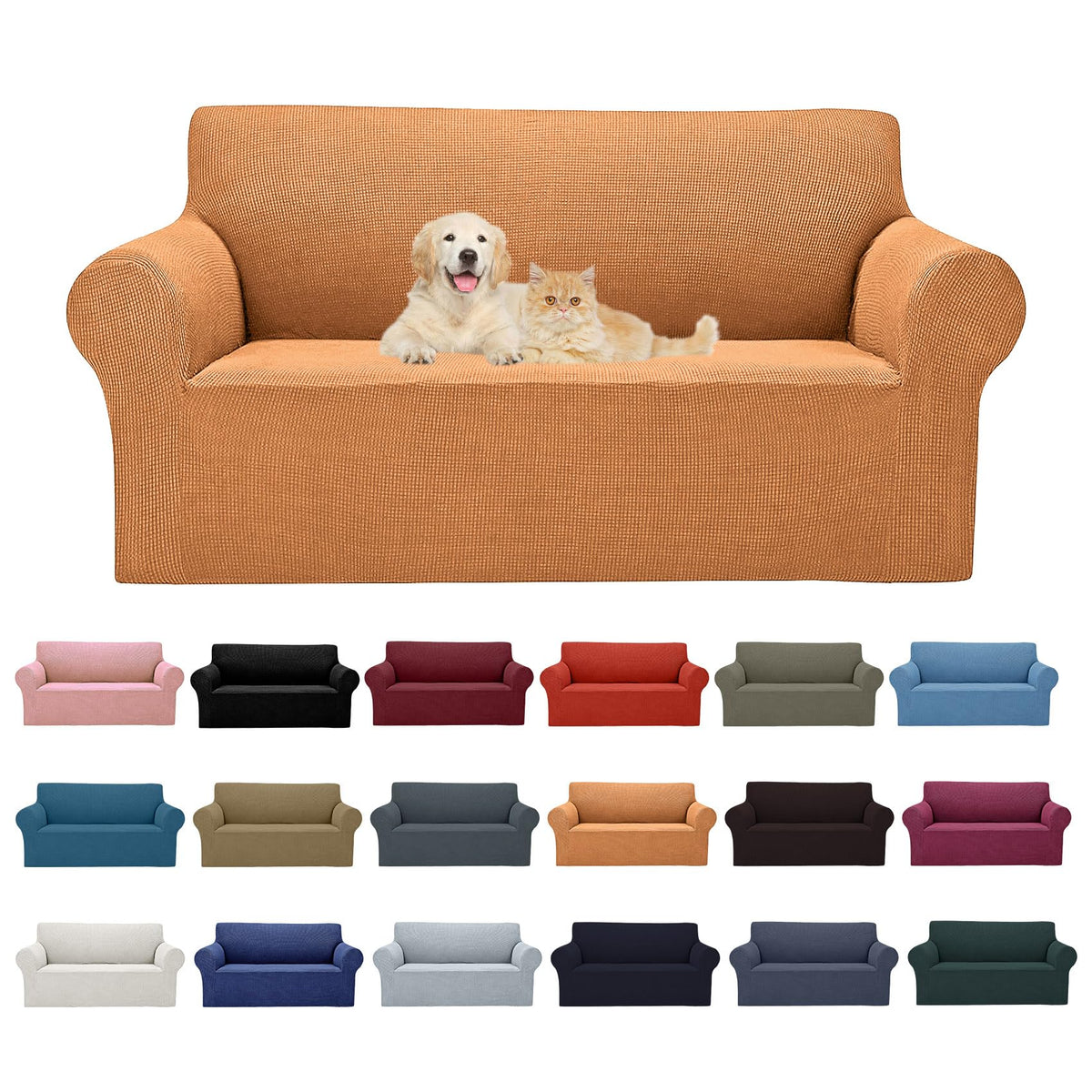 Cupuamon 2026 New Stretch Sofa Slipcovers Couch Cover for 3 Cushion Furniture Protector Sofa Covers with Elastic Bottom Jacquard Fabric Small Checks for Pets, Kids -Sofa, Black