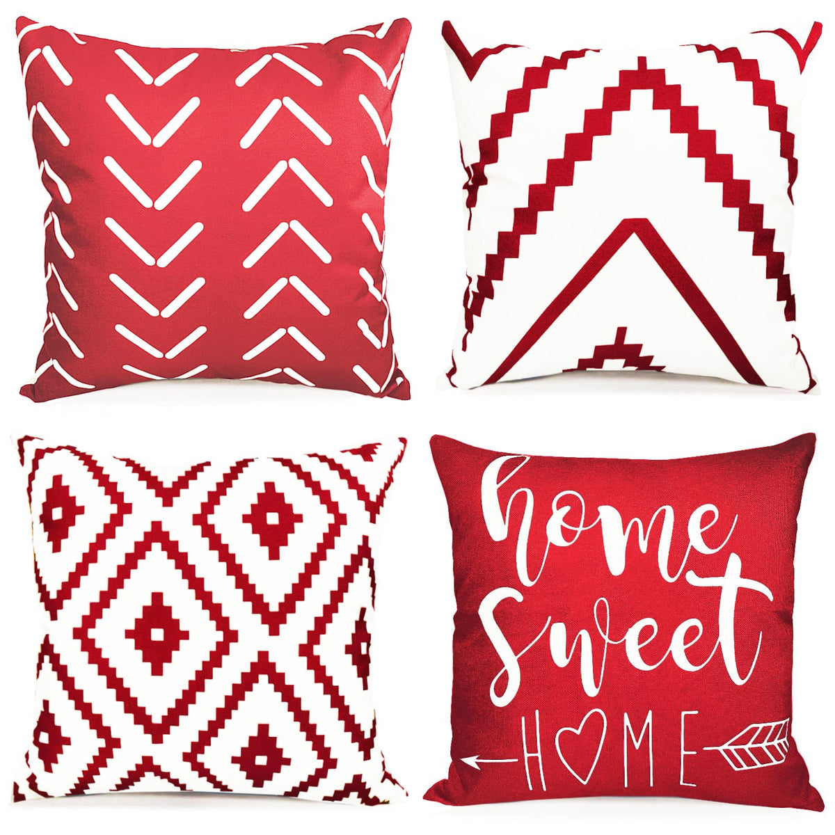 Decorative Boho Farmhouse Throw Pillow Covers 18x18 inch Set of 4