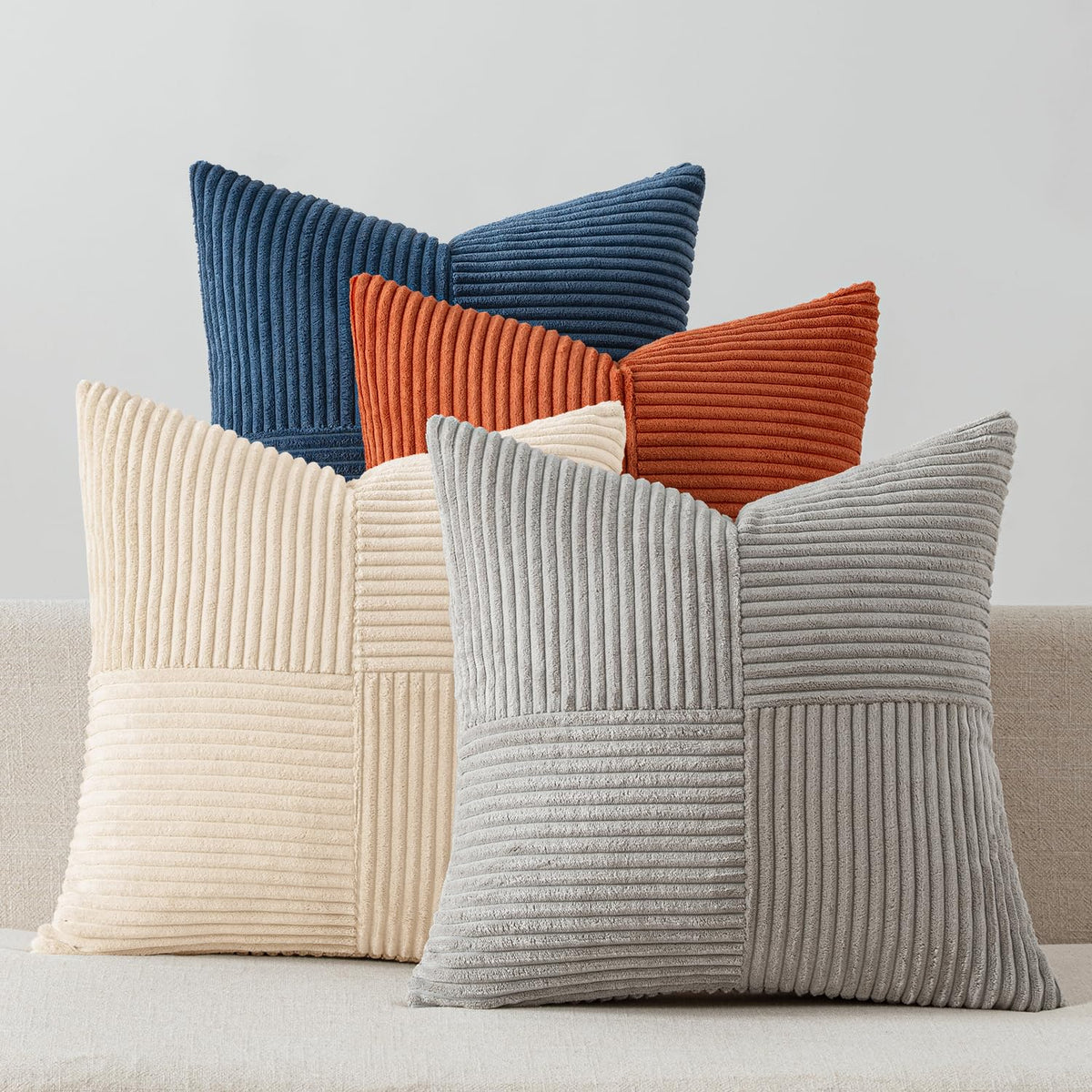 MIULEE Spring Green Decorative Throw Pillow Covers 18x18 Inch Set of 4 Boho Farmhouse Cushion Covers Mordern Nordic Pillow Cases Soft Corduroy Gradient Home Decor for Couch Sofa Living Room Bed