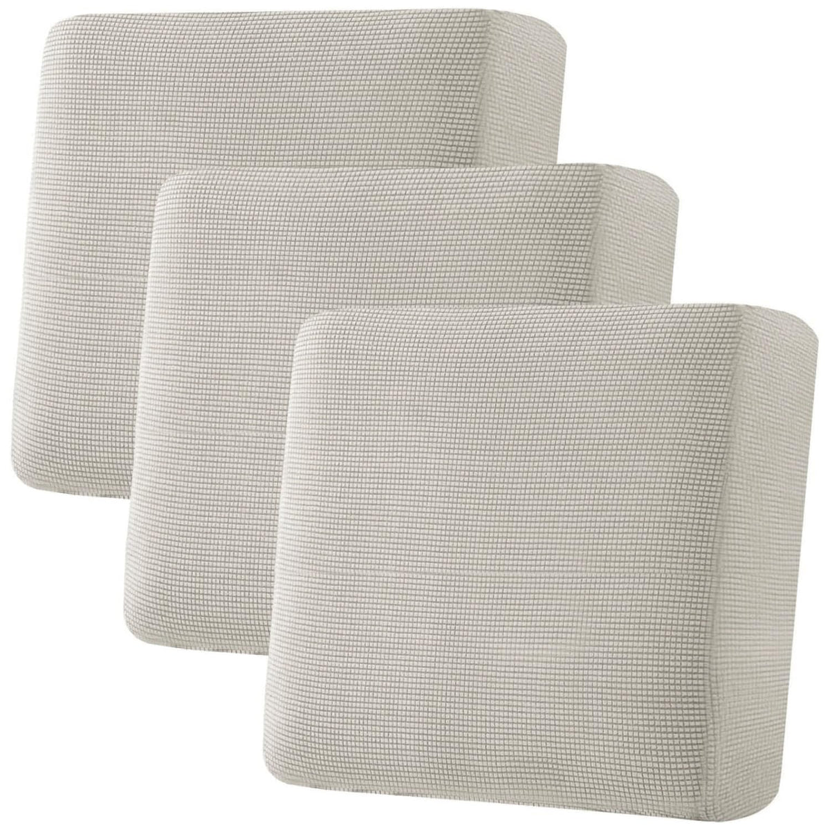 H.VERSAILTEX Super Stretch Individual Seat Cushion/Couch Slipcover Sets Thick Jacquard Textured Twill Fabric (3 Piece Sofa Covers, Sand)