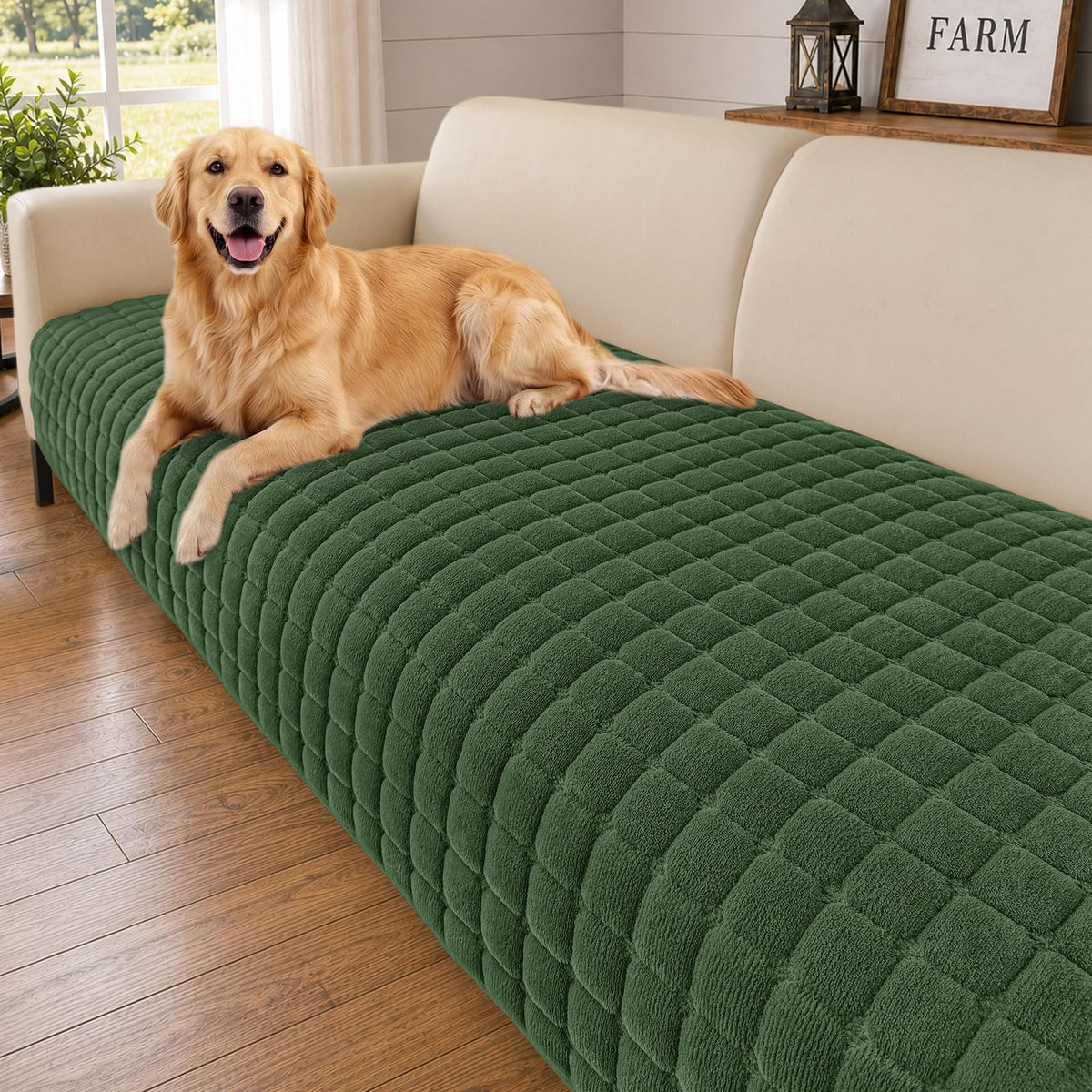 Smiry Velvet Couch Cover for Dogs, Non Slip Soft Sofa Protector for Pets