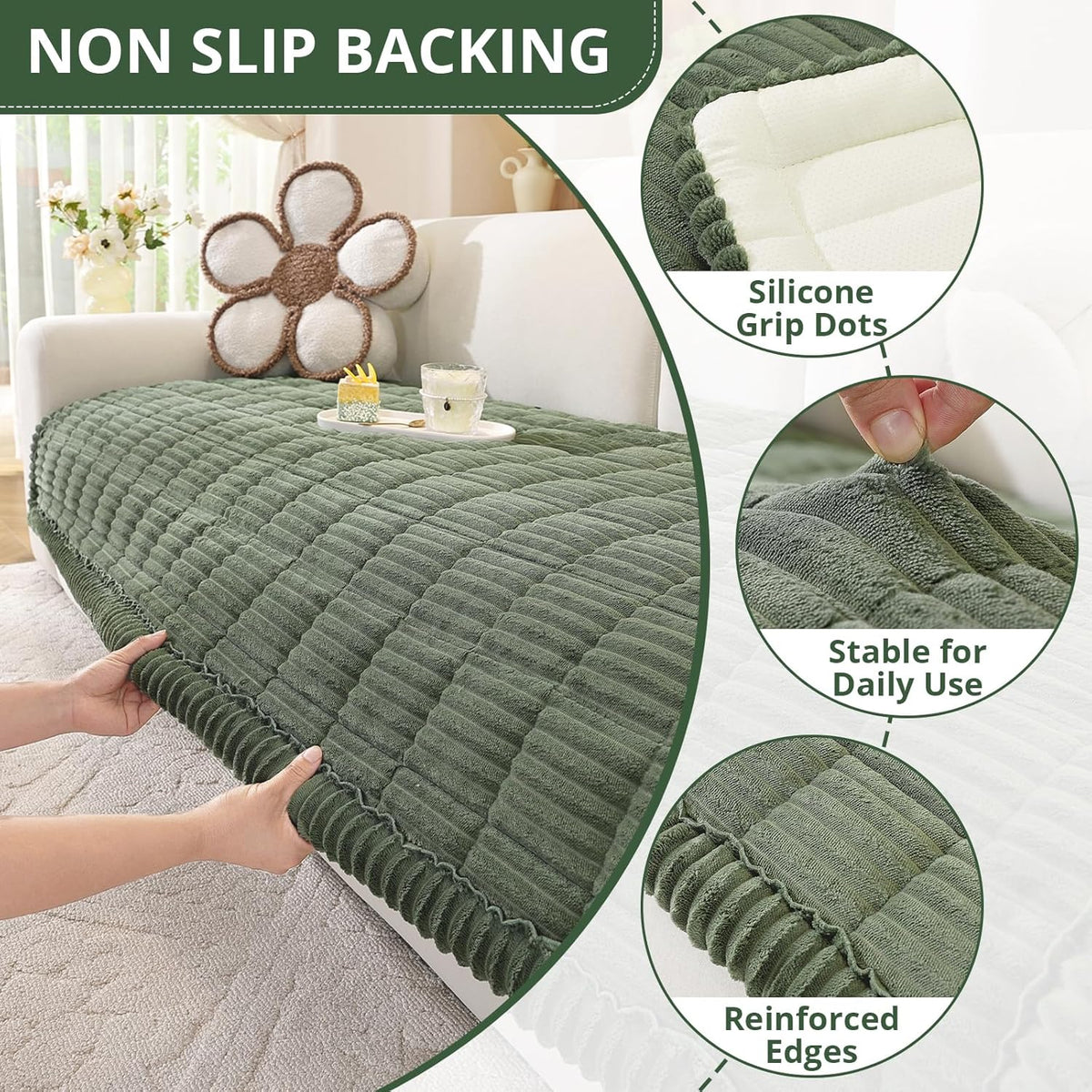 OstepDecor Couch Cover for Dogs, Washable Non Slip Sofa Cover for Pets