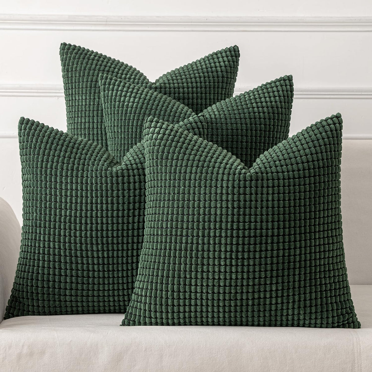 MIULEE Farmhouse Decorative Pillow Covers 18x18 Inch Set of 4 Brown Green