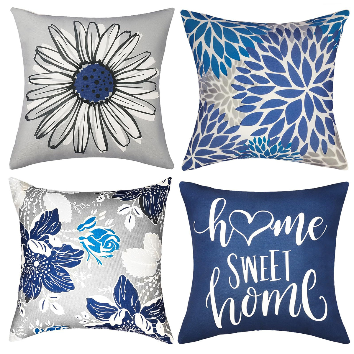 Decorative Boho Farmhouse Throw Pillow Covers 18x18 inch Set of 4