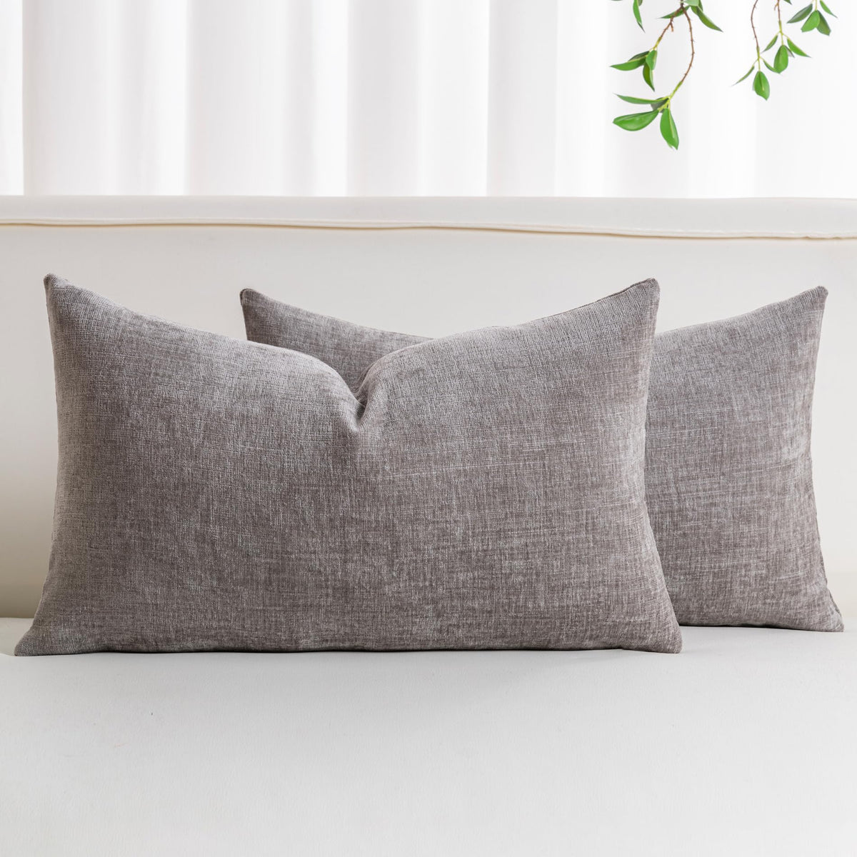 Pack of 2 Chenille Decorative Throw Pillow Covers 18x18 Inch Navy Blue