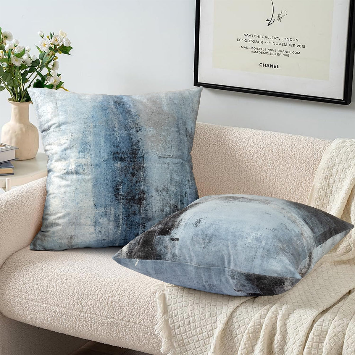 18x18 Blue Throw Pillow Covers Set of 4