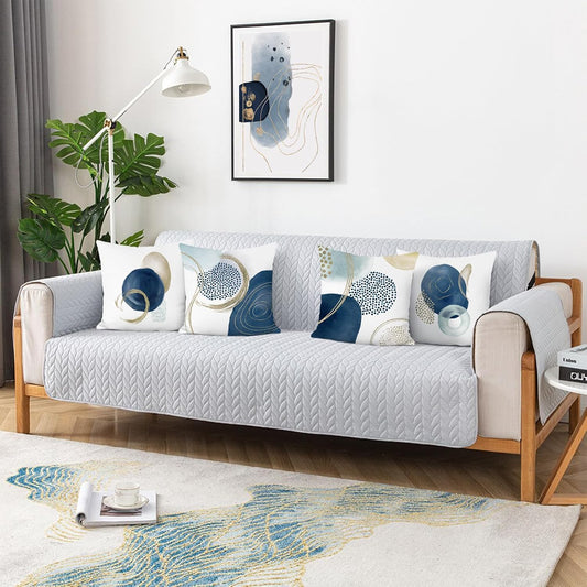 Bonhause Blue Abstract Boho Throw Pillow Covers 18x18 Inch Set of 4