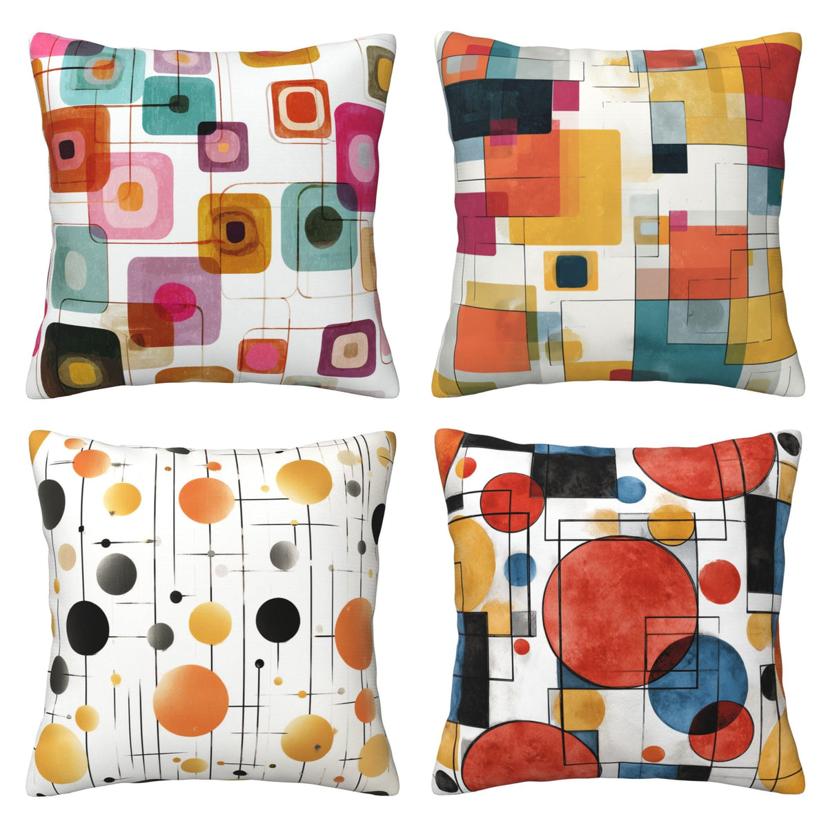 bassyil Abstract Geometry Throw Pillow Covers 18x18 Inch Set of 4 Western Decorative Cushion Cases for Couch Bedroom Living Room Sofa Patio