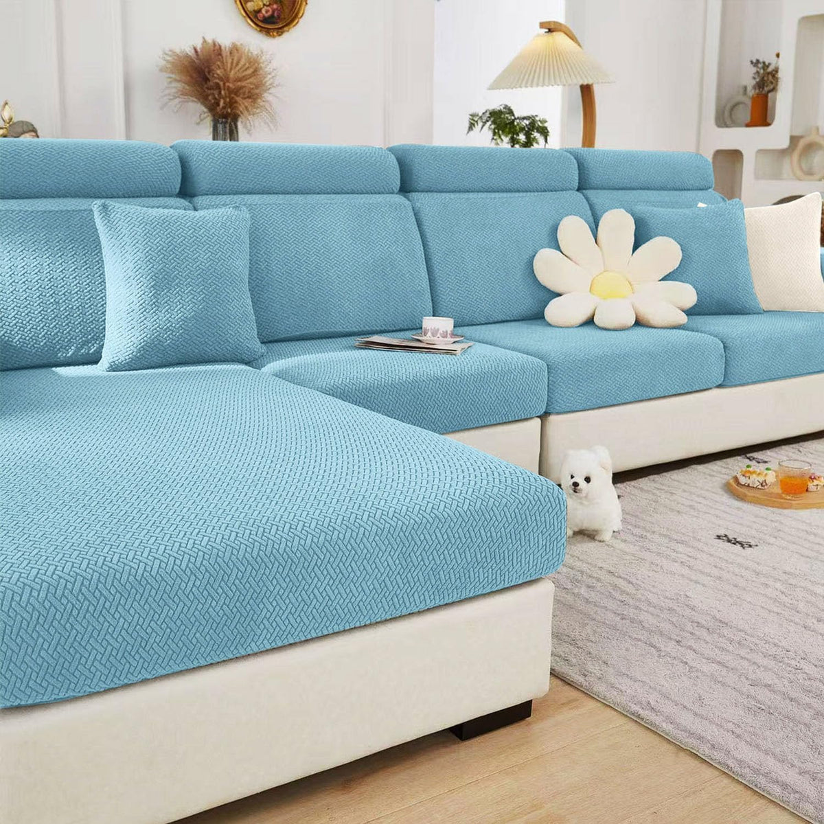 Sofa Covers Couch Covers for Sofa Pet Friendly Couch Cushion Covers Universal Sofa Covers Washable Stretch Slipcovers for Sectional Sofa (Texture Light Gray,Large Single Seat Cover)