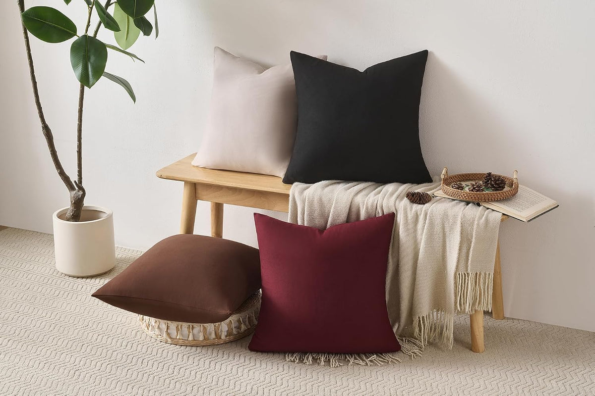Decorative Throw Pillow Covers Pack of 4 Soft Microfiber Pillow Covers with for Couch Pillows Cover Bedroom Living Room Outdoor, Pillow Covers 18x18 Inch