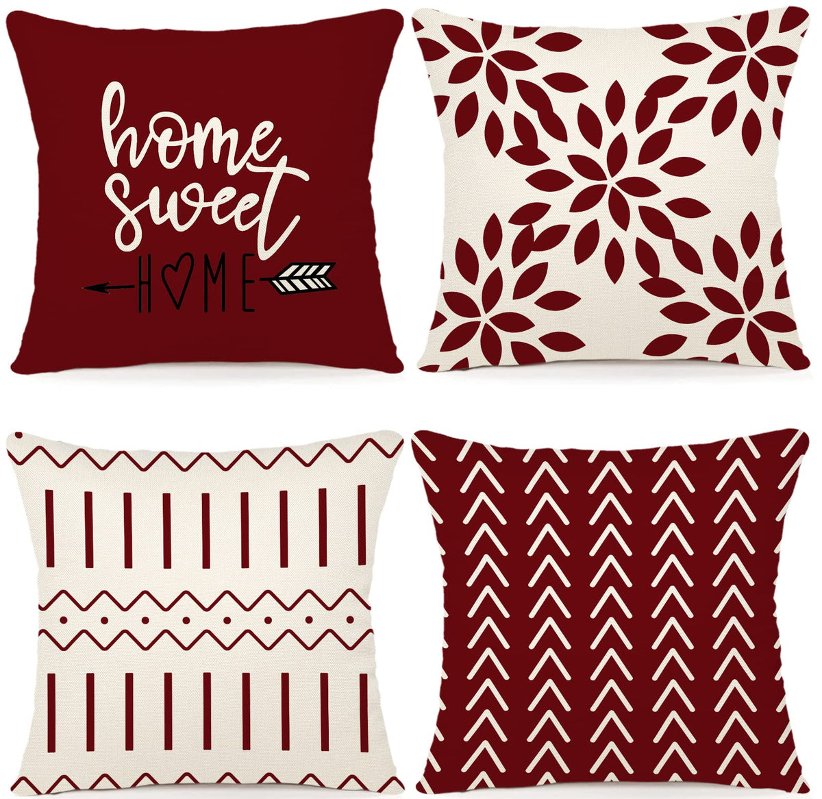 YCOLL Pillow Covers 18x18 Set of 4，Modern Sofa Throw Pillow Cover, Decorative Home Outdoor Linen Fabric Geometric Pillow Case for Couch Bed Car，Gray