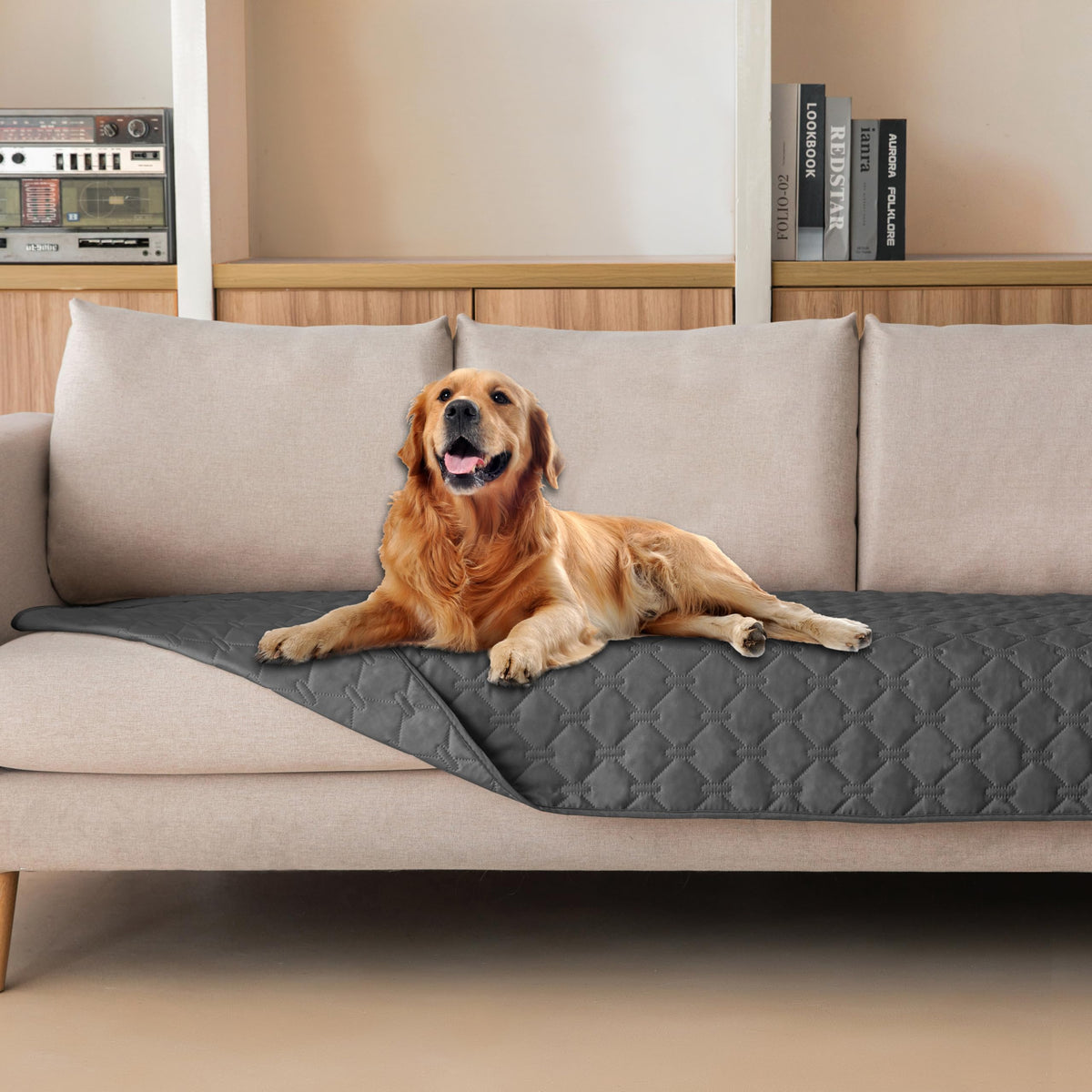 gogobunny Waterproof Pet Blanket for Bed, Washable Couch Cover for Dog Cat
