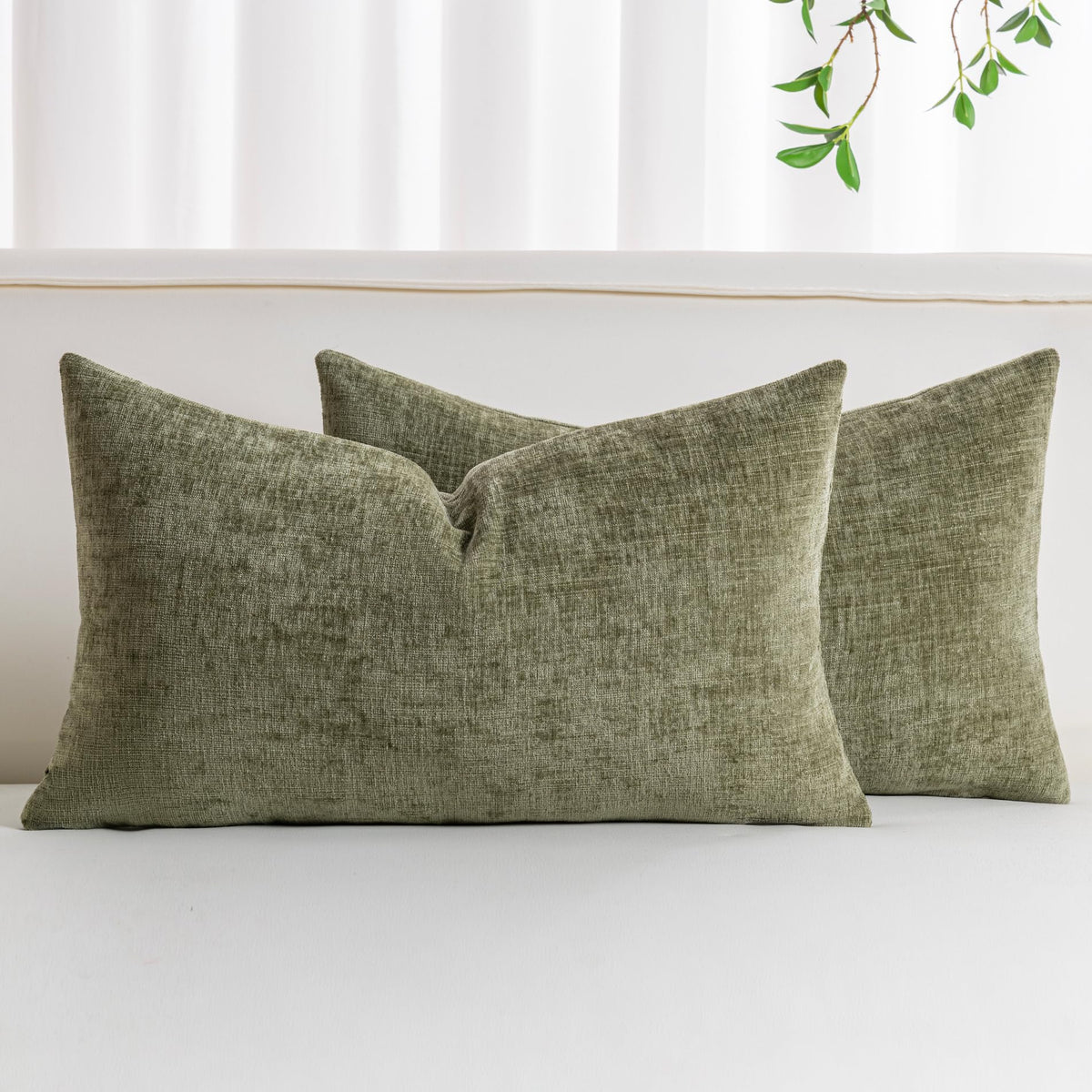 Pack of 2 Chenille Decorative Throw Pillow Covers 18x18 Inch Navy Blue