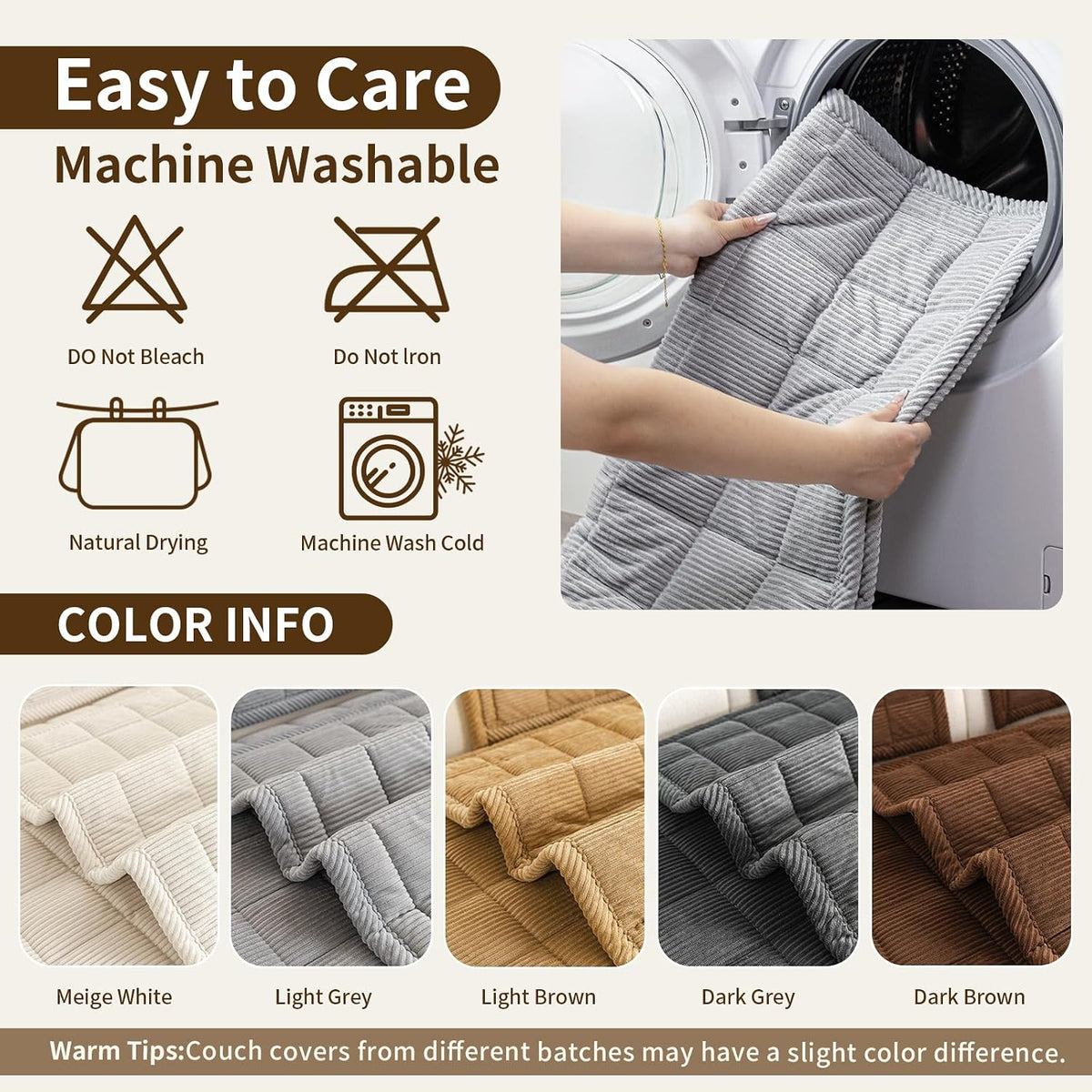 Waterproof Couch Covers for Sofa, Non Slip Dog Couch Cover Washable