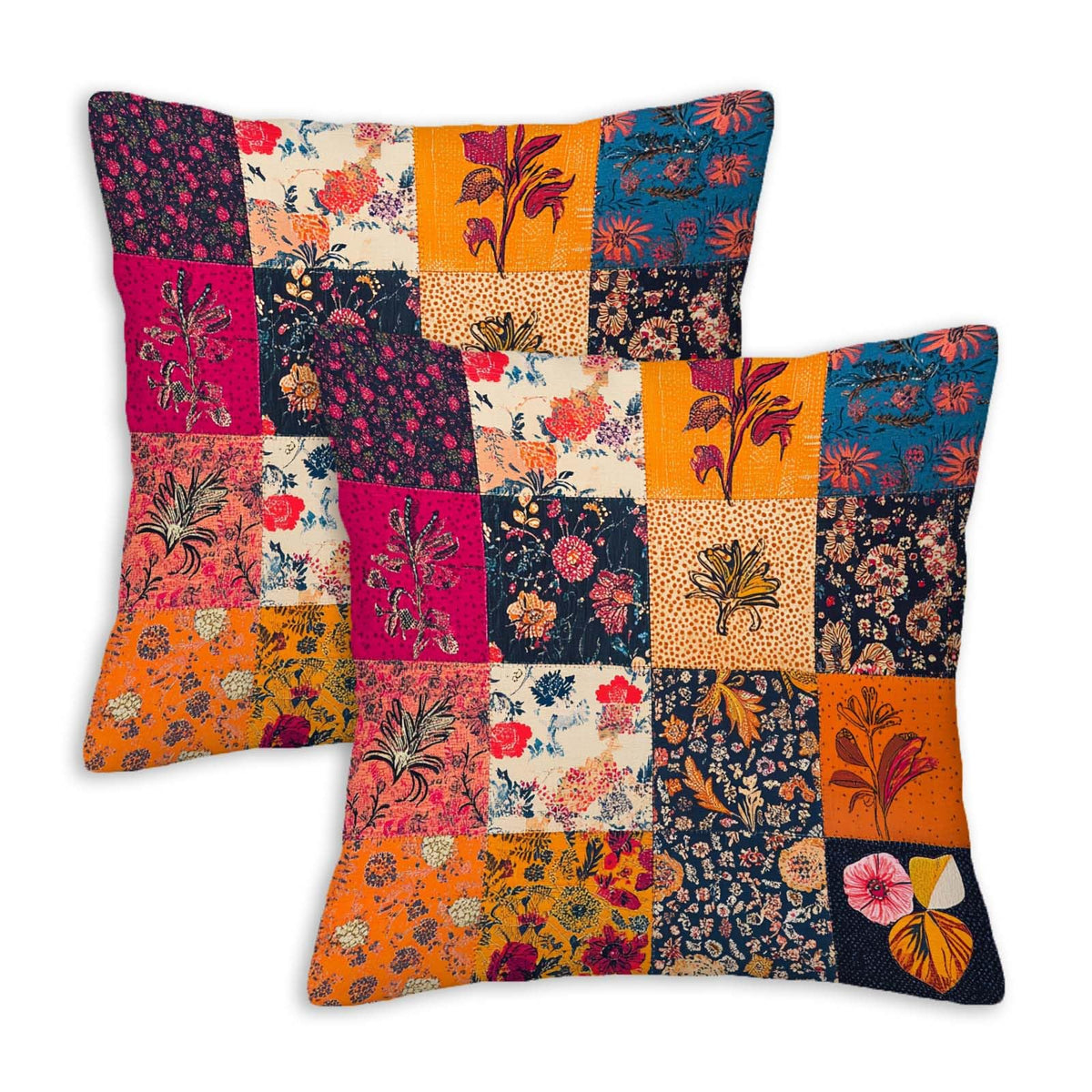 Throw Pillow Covers 18x18 Set of 2, Simple Patchwork Cushion Covers, Decorative Square Pillowcases for Couch, Bedroom, Living Room