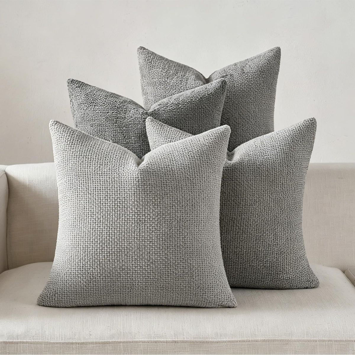 Pack of 4 Couch Throw Pillow Covers 18x18 Inch Neutral Soft Decorative Pillow Covers Farmhouse Boho Cushion Covers for Modern Farmhouse Home Decor Sofa Bedroom Living Room