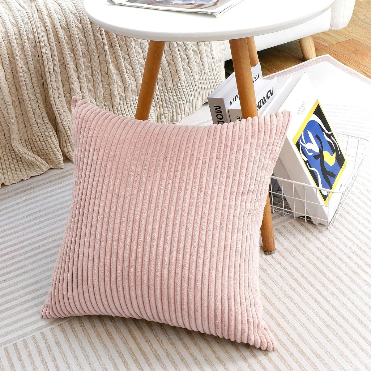 Thmyo Corduroy Decorative Throw Pillow Covers Boho Farmhouse 18x18 inch
