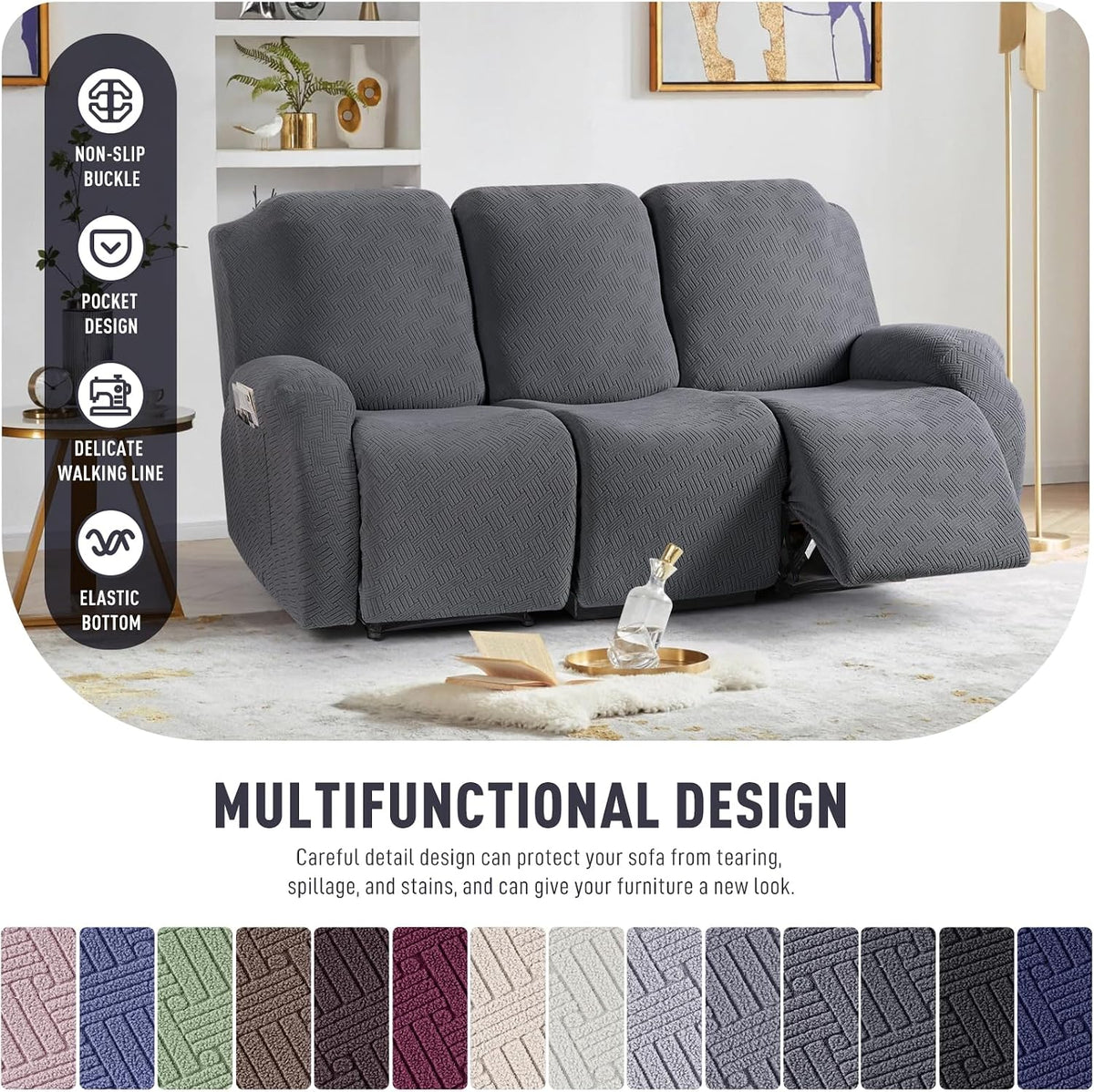 KinCam Recliner Sofa Covers, Stretch Reclining Cover, Dark Gray