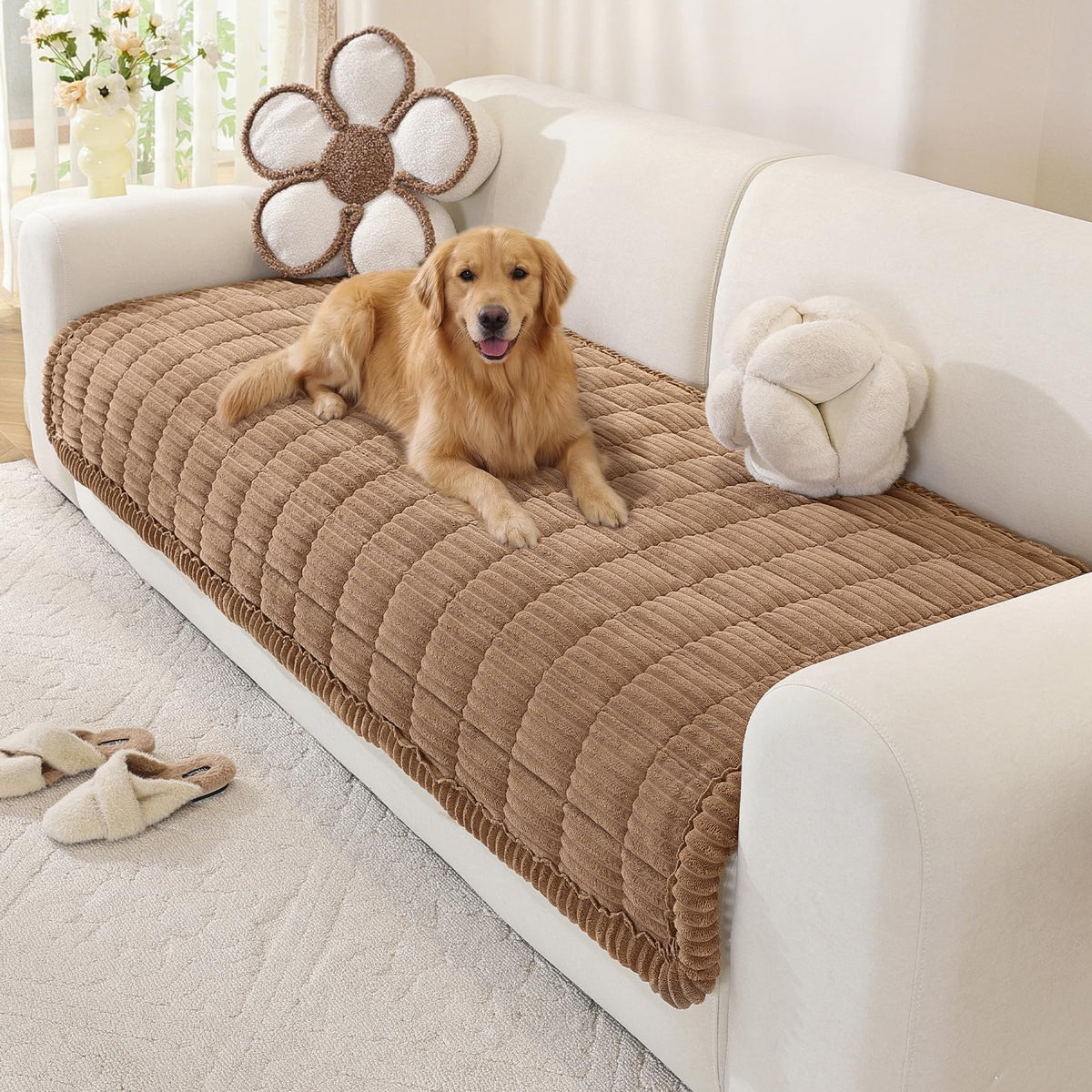 OstepDecor Couch Cover for Dogs, Washable Non Slip Sofa Cover for Pets