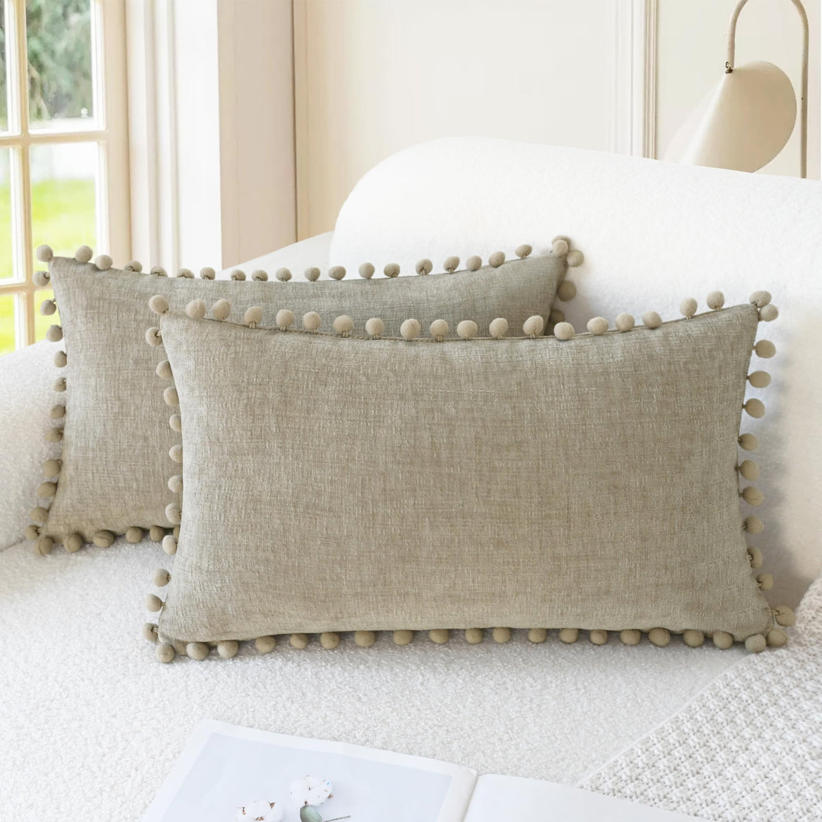 CaliTime Decorative Couch Throw Pillow Covers 20 X 12 Inches Apricot Brown